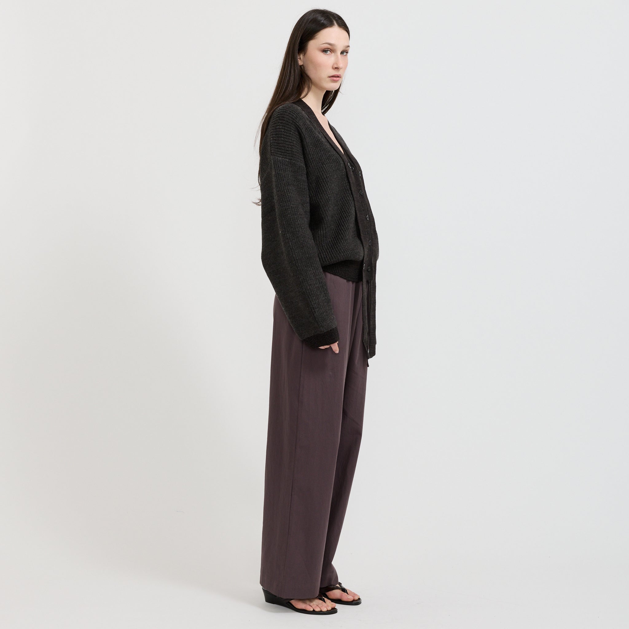 Split Cardigan Black Contrast