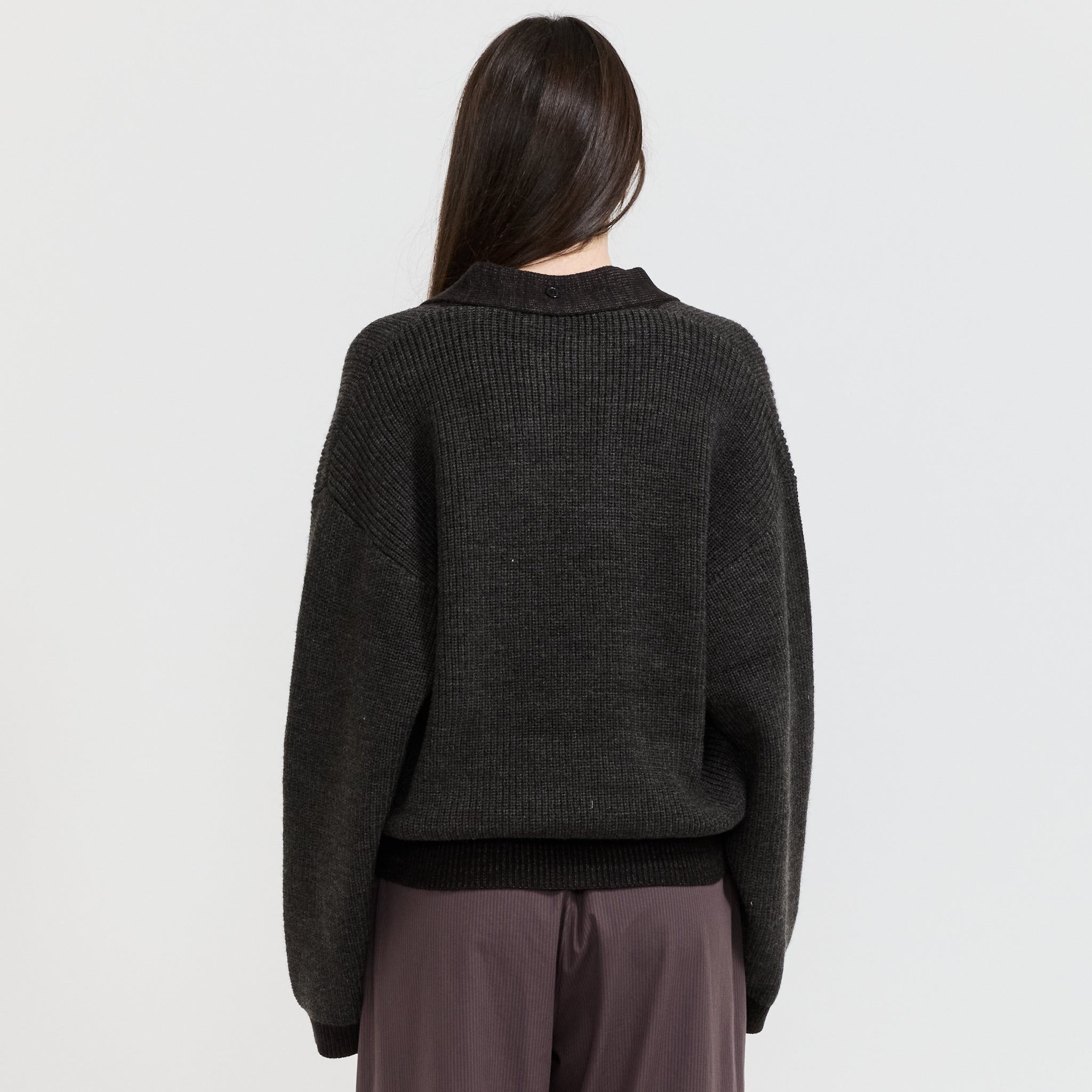 Split Cardigan Black Contrast