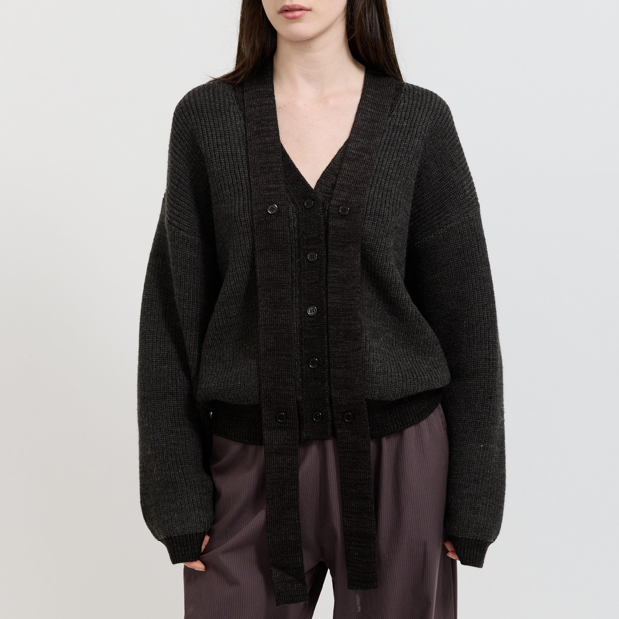 Split Cardigan Black Contrast