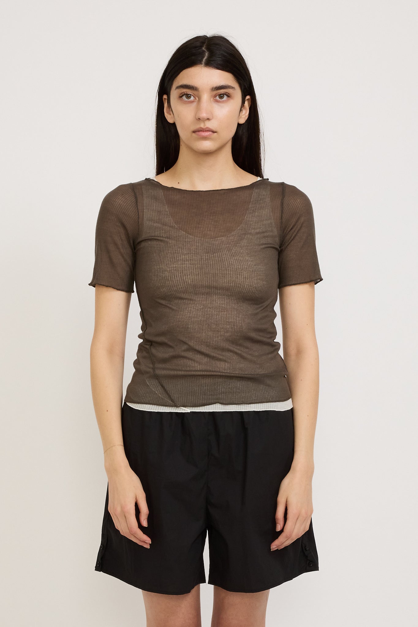 Square Knit Tee Stone