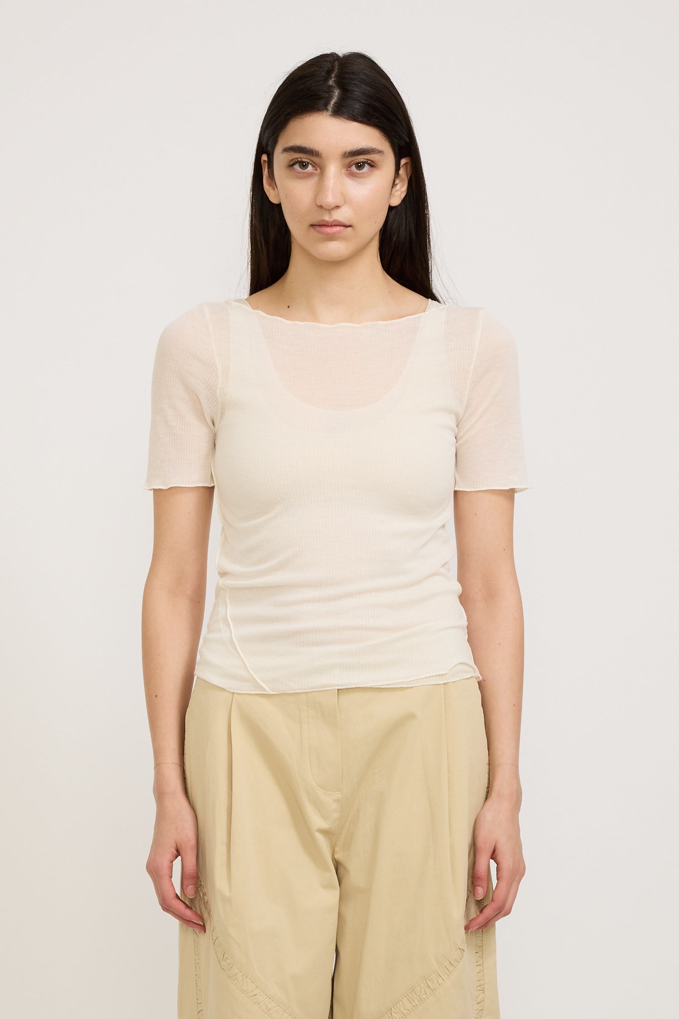 Square Knit Tee Off White