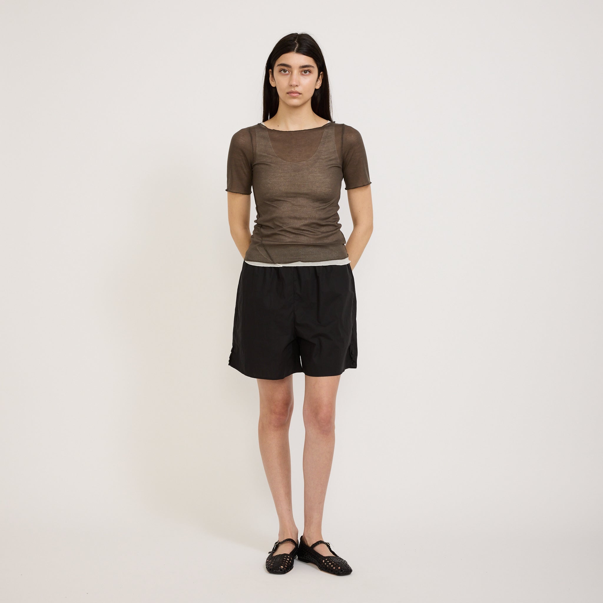 Square Knit Tee Stone