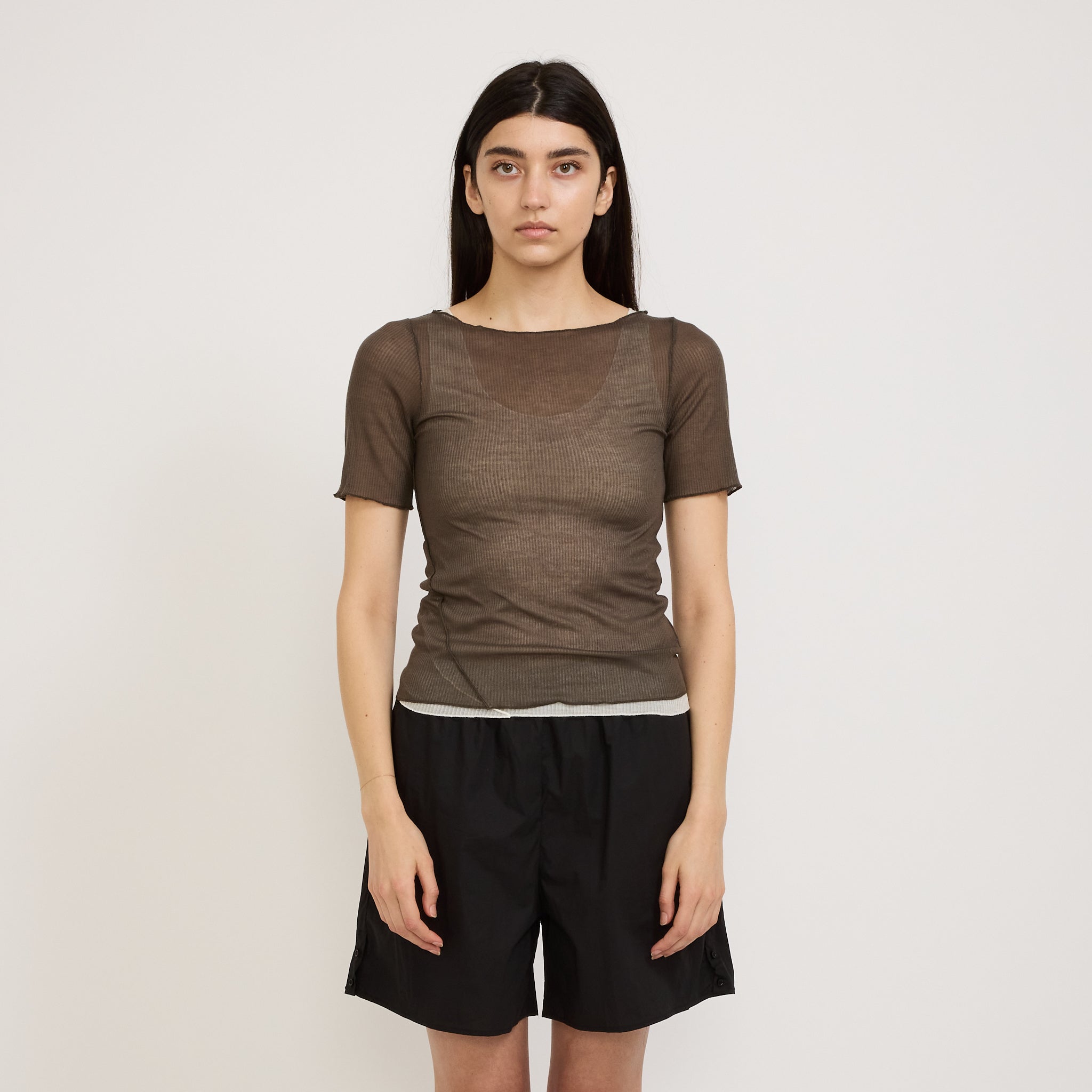 Square Knit Tee Stone
