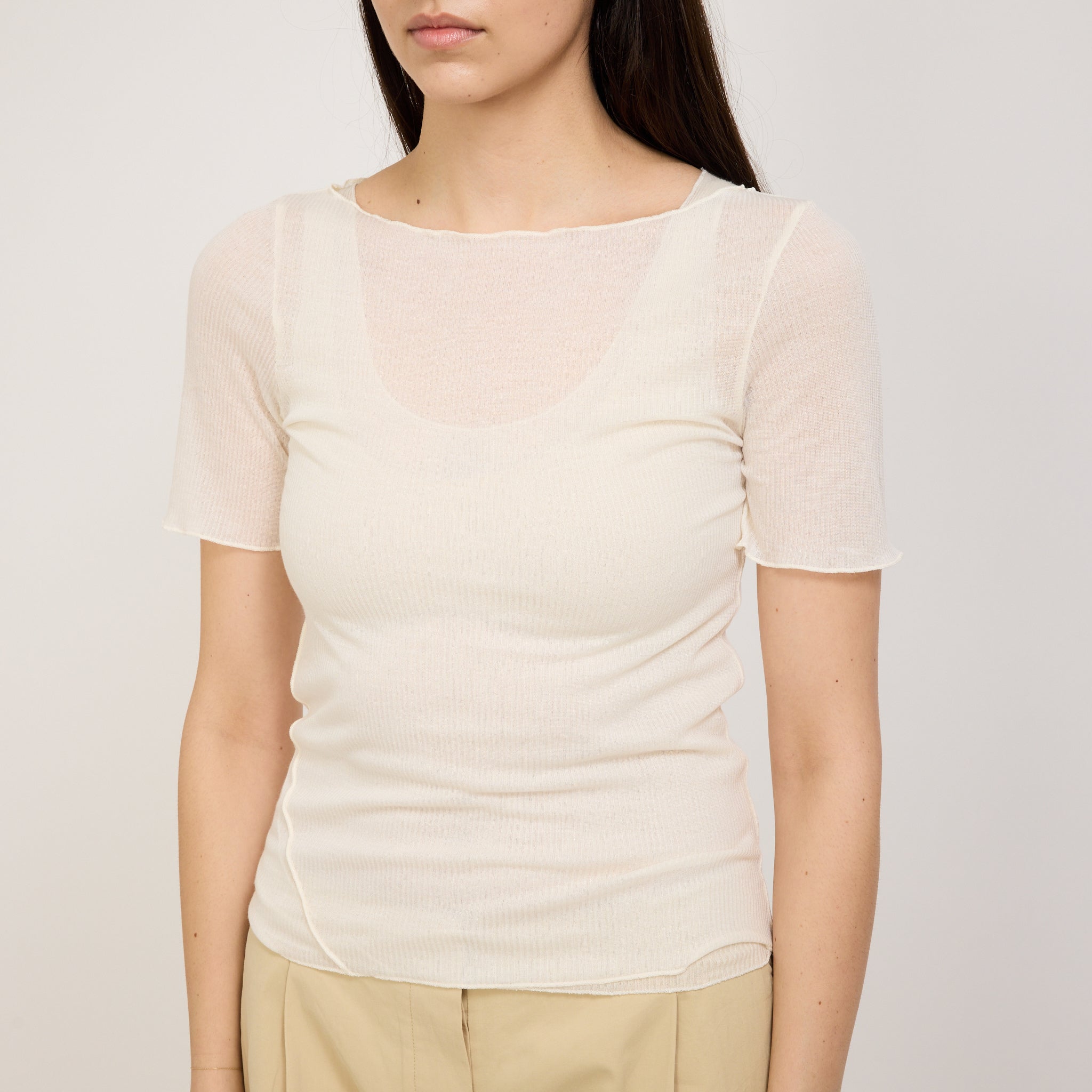 Deiji Studios | Square Knit Tee Off White | Maplestore