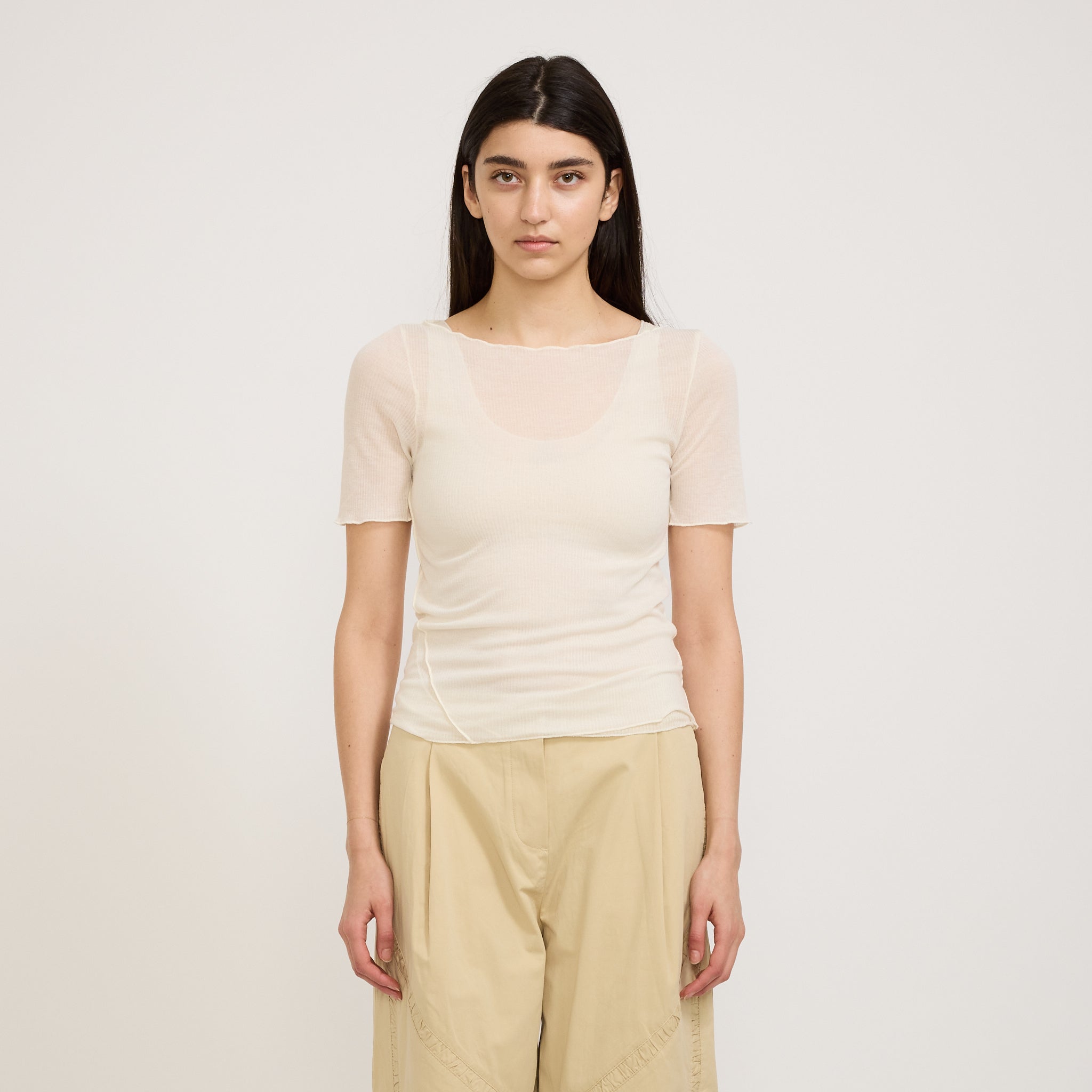 Square Knit Tee Off White