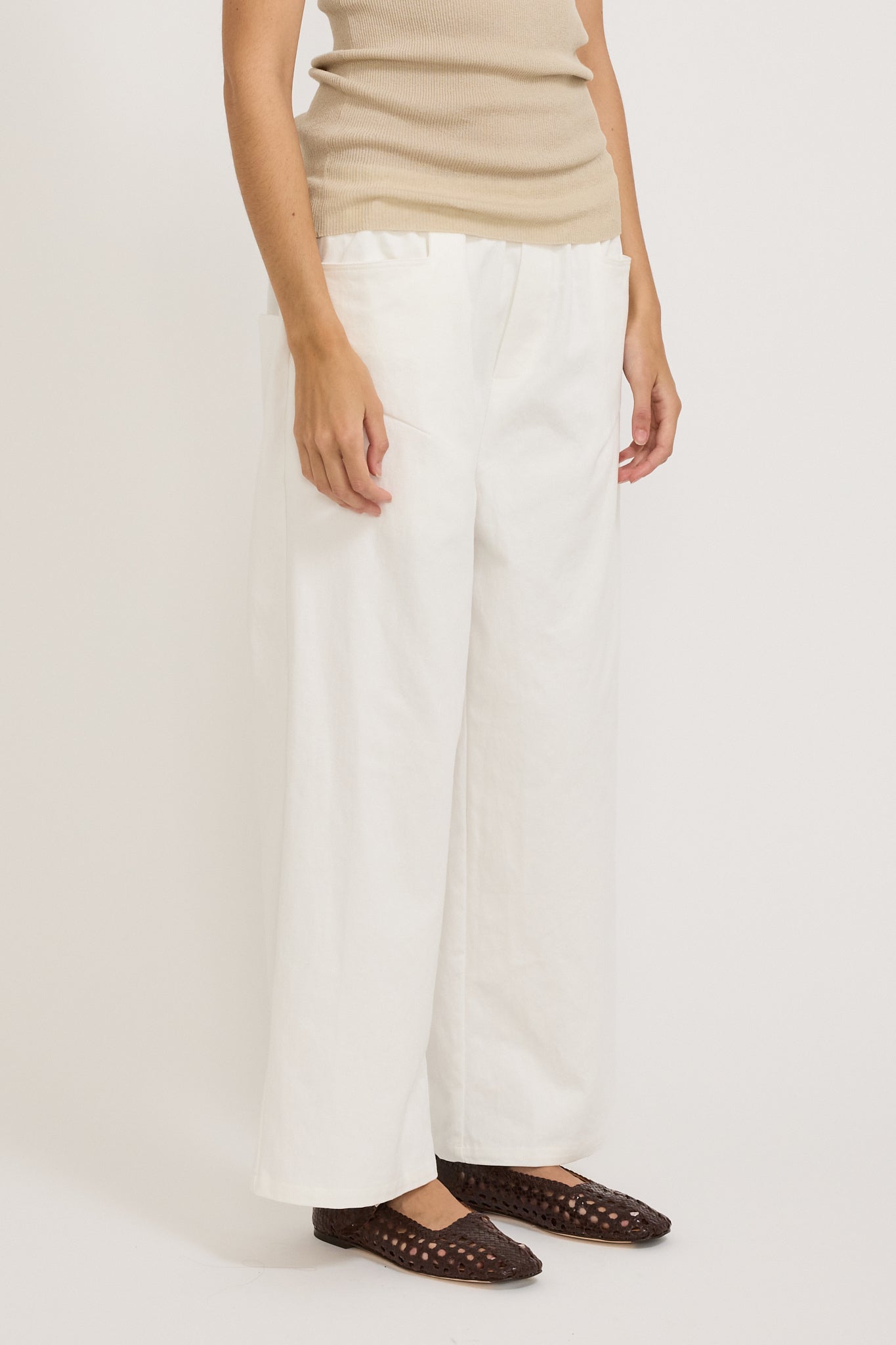 Square Pocket Pant White