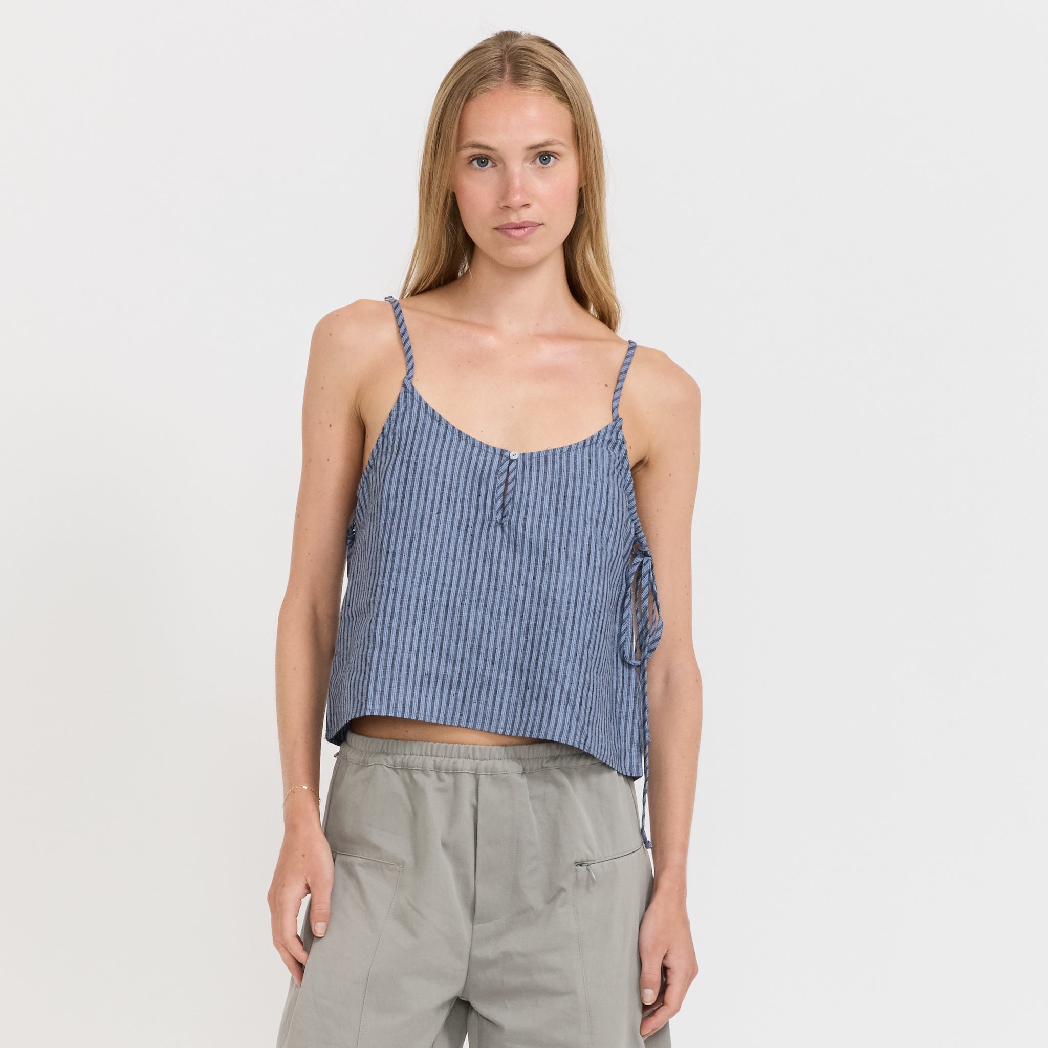 Deiji Studios | V-Neck Cami Azure Stripe | Maplestore