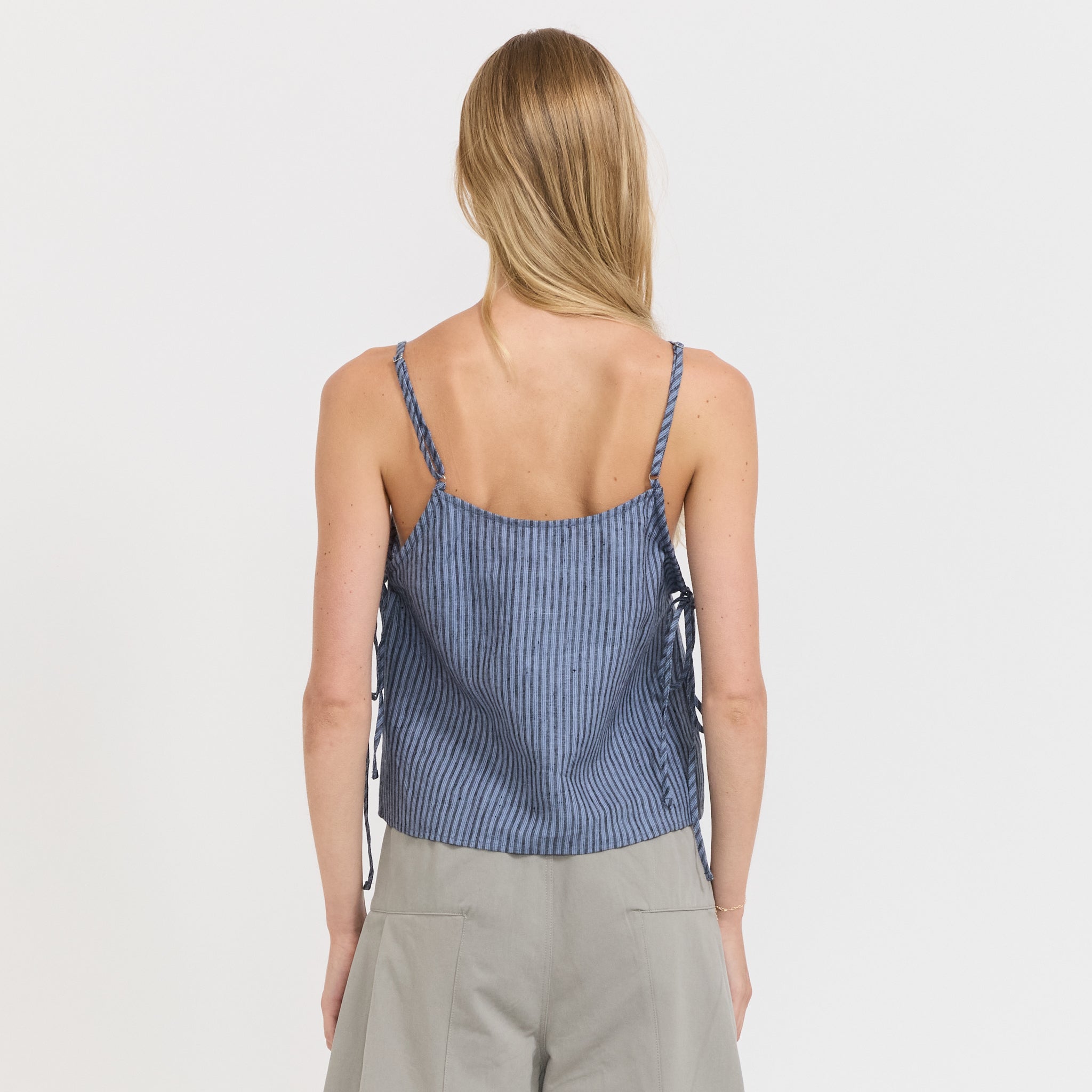 Deiji Studios | V-Neck Cami Azure Stripe | Maplestore