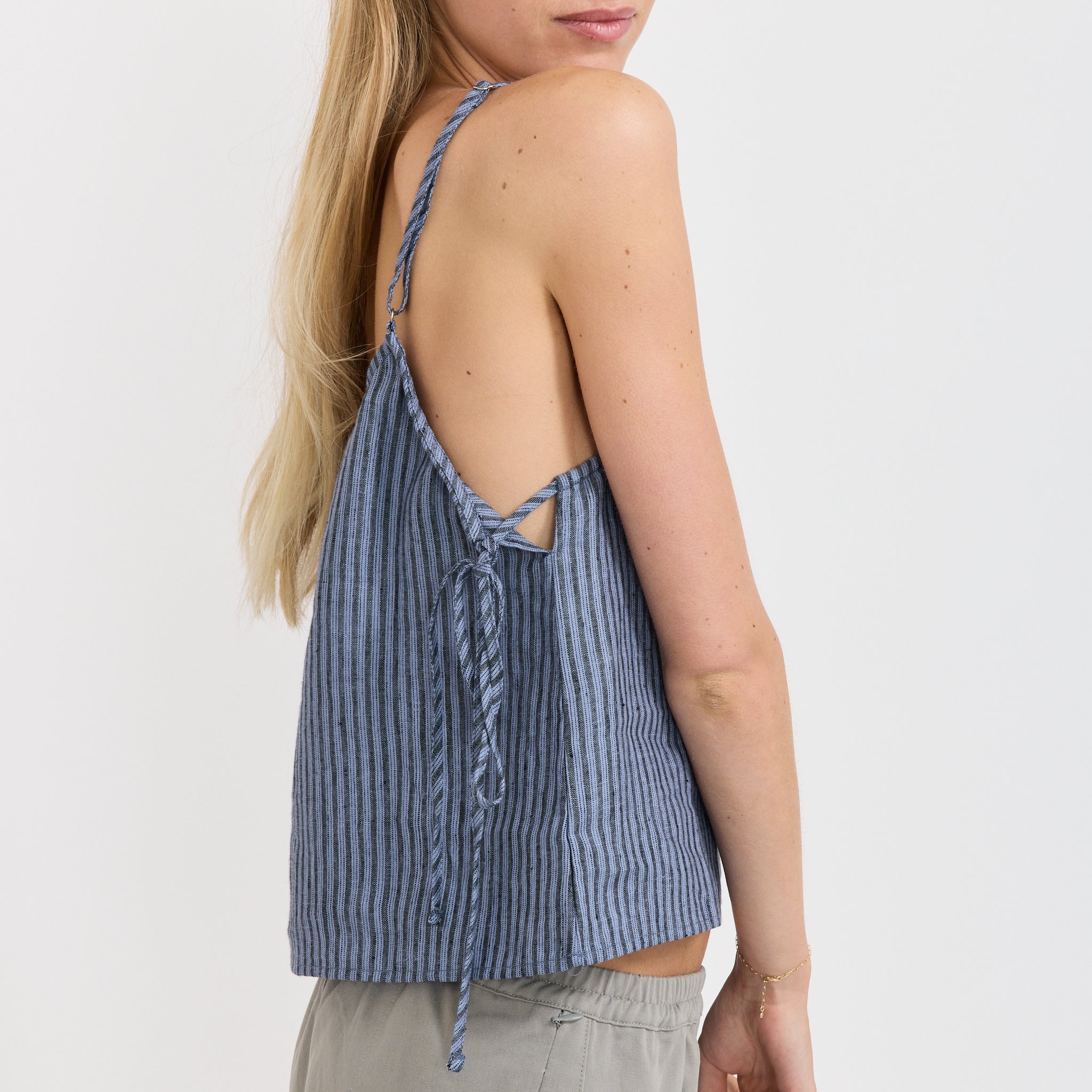 Deiji Studios | V-Neck Cami Azure Stripe | Maplestore