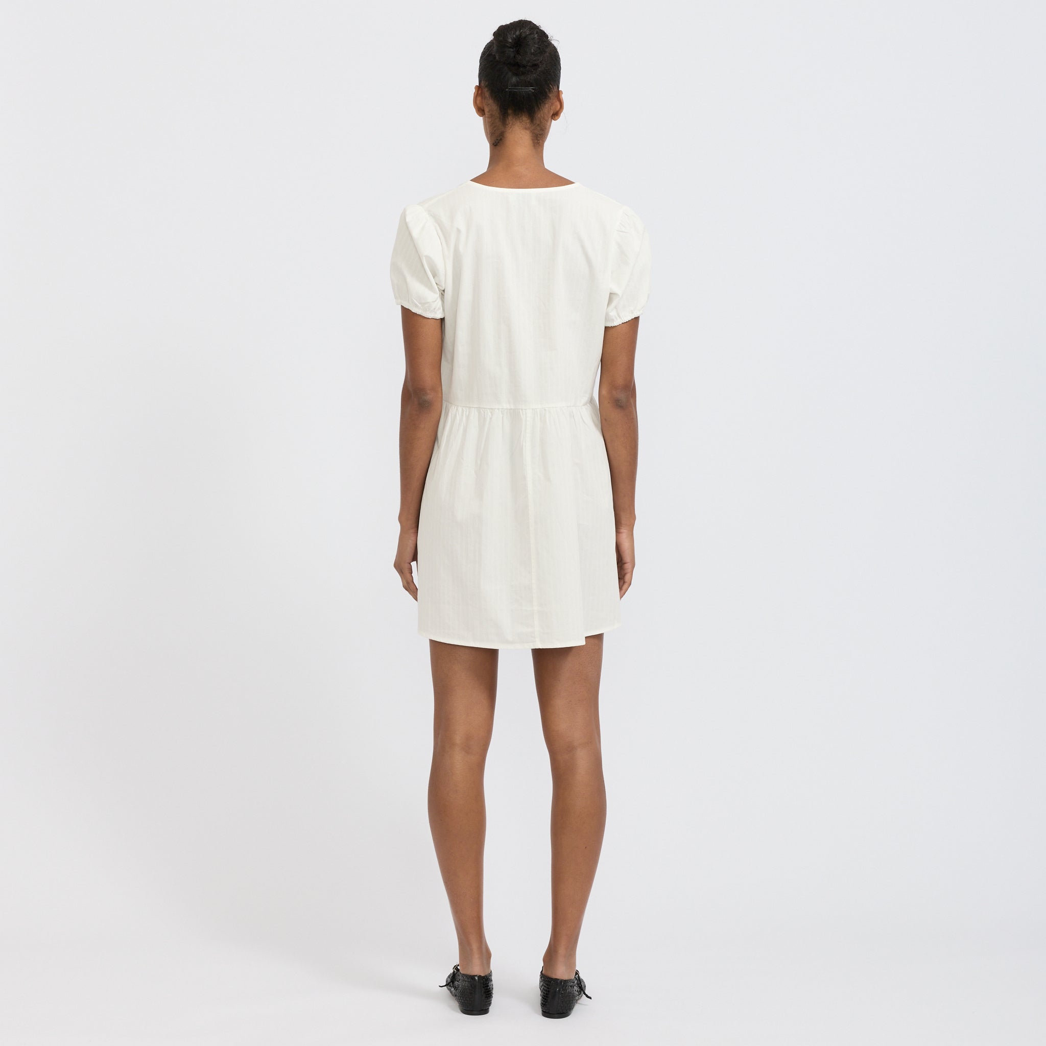 V Pleat Dress White Texture