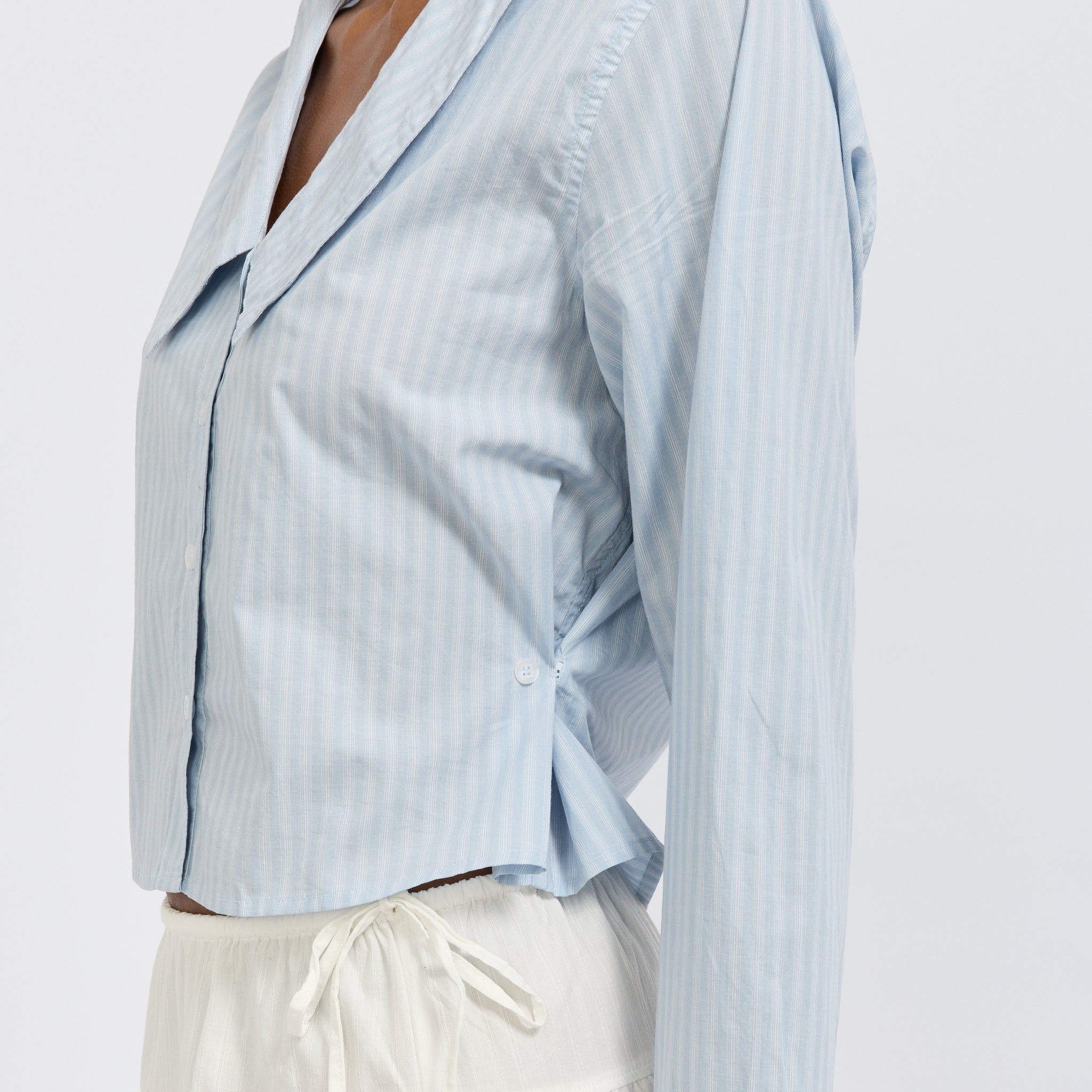 Waist Button Shirt Lake Blue Stripe