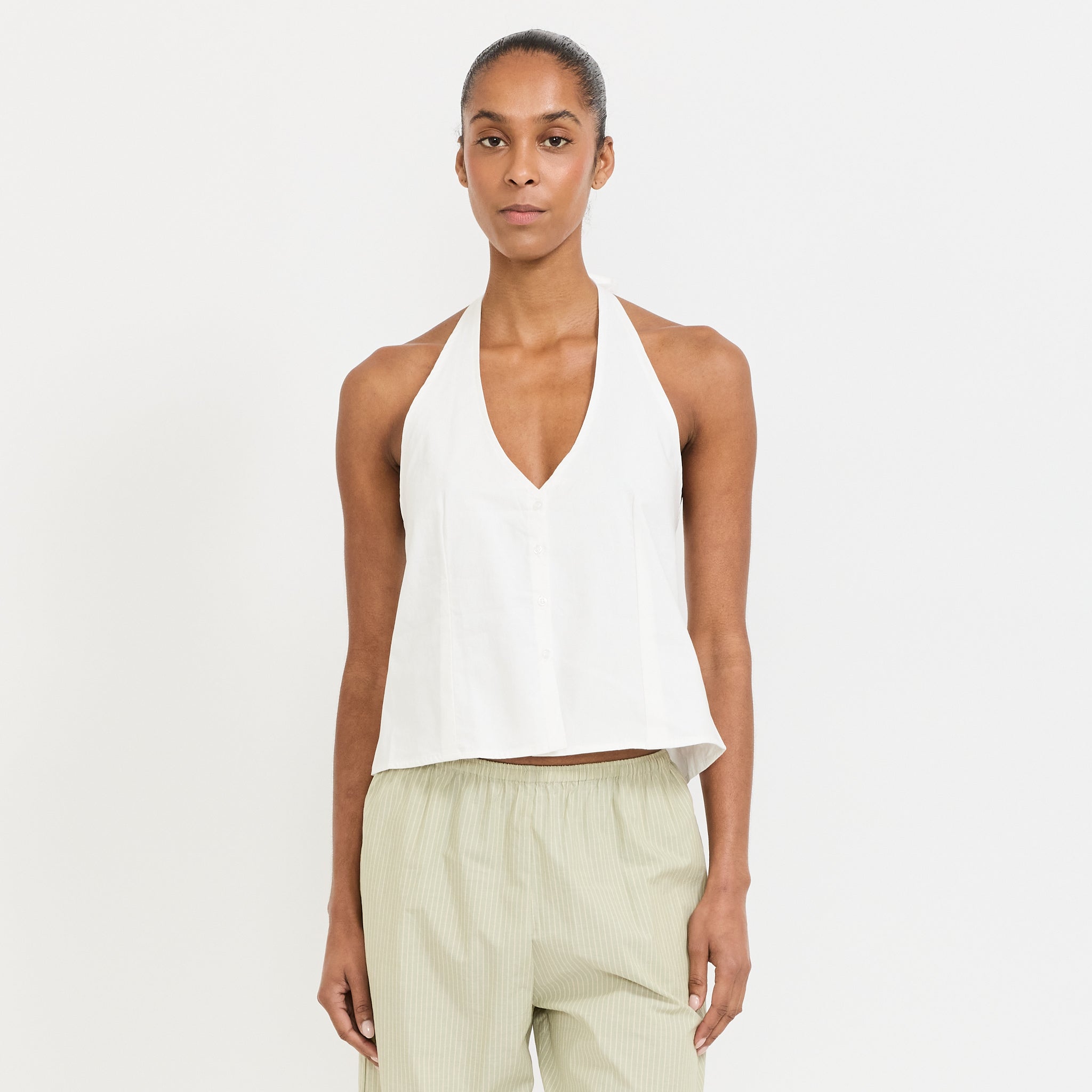 Waist Halter White - Sustainable Womens Top by Deiji Studios