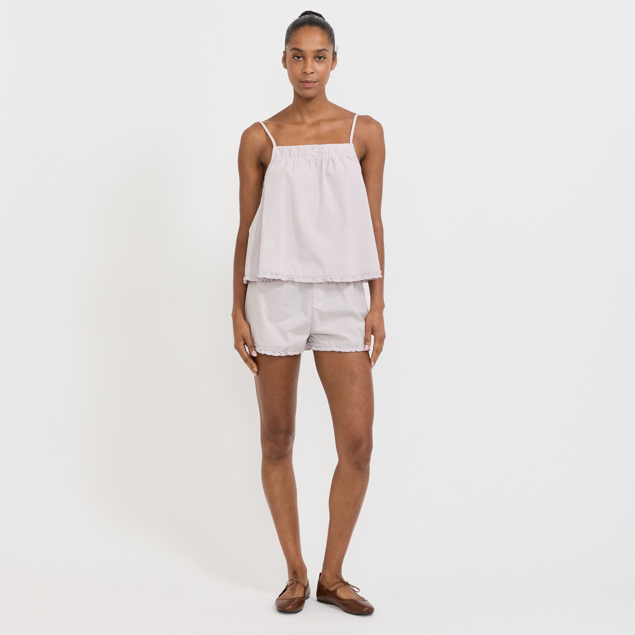 Yoke Set Lilac Stripe Womens Shorts by Deiji Studios | Maplestore