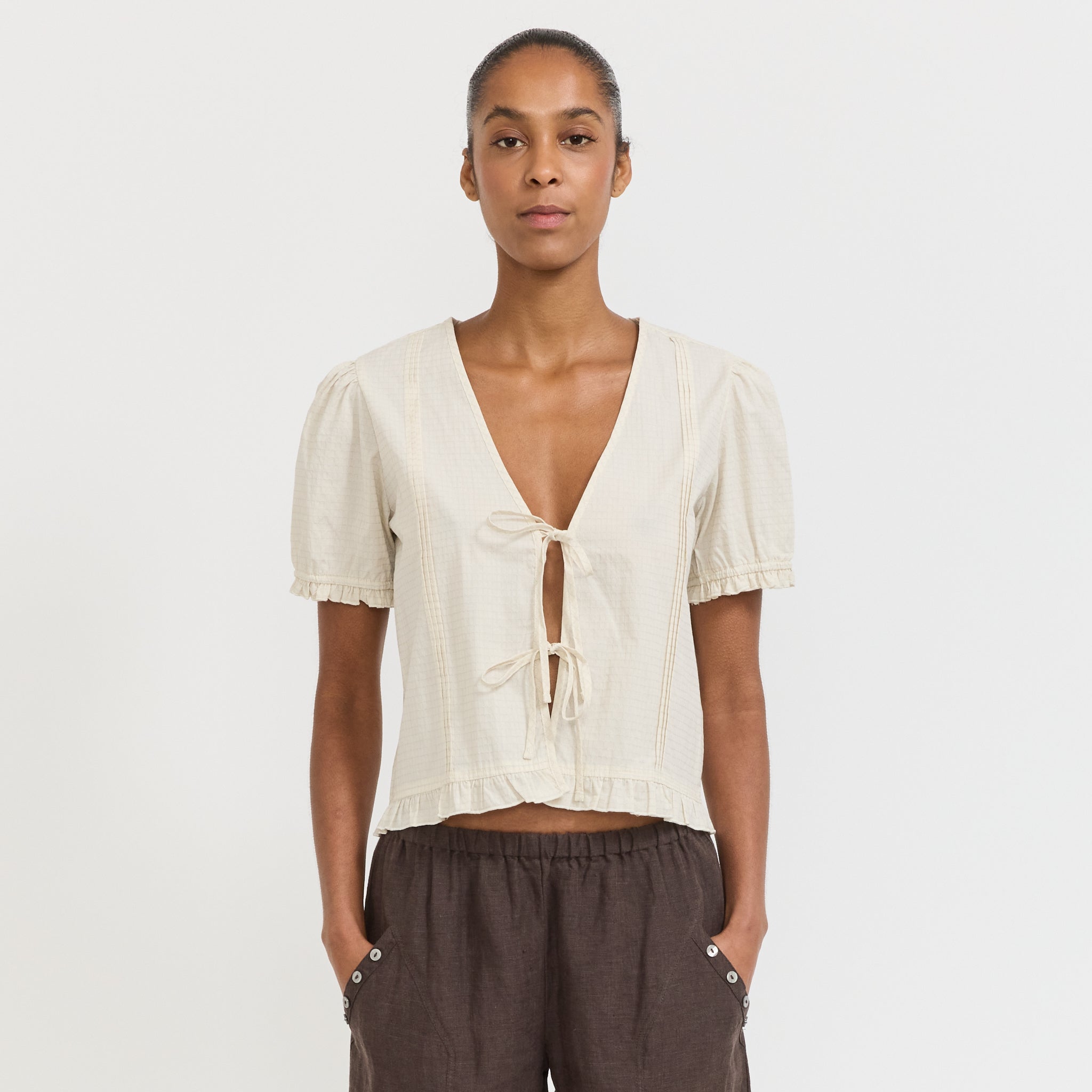 Pintuck Top Bone Check