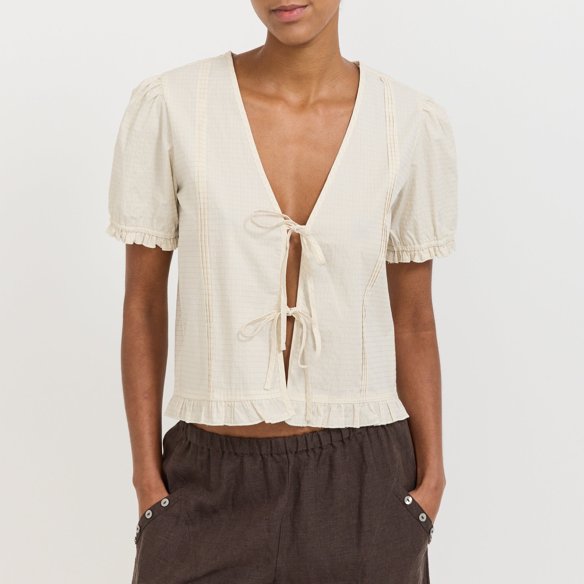 Pintuck Top Bone Check