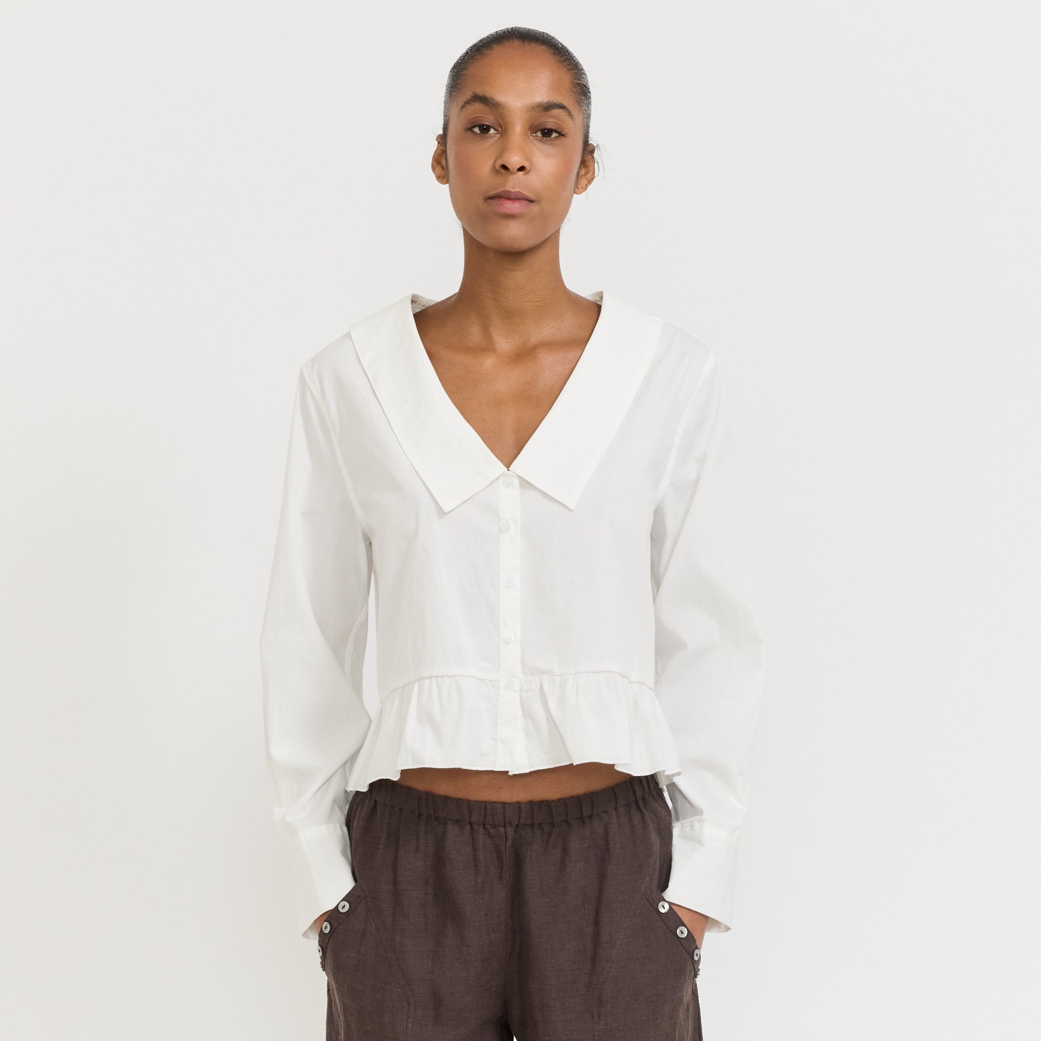 トップス L'AUBE BLANC double tie blouse sakura Sweep Shirt White by Deiji Studios | Maplestore