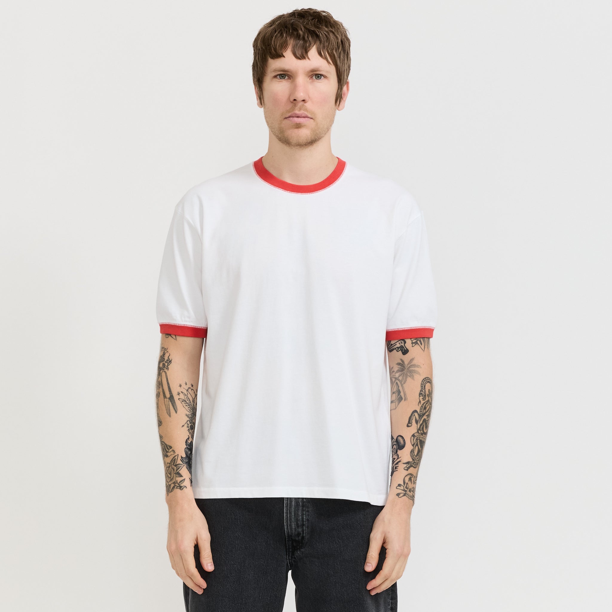 Accent Ringer Tee White/Orange