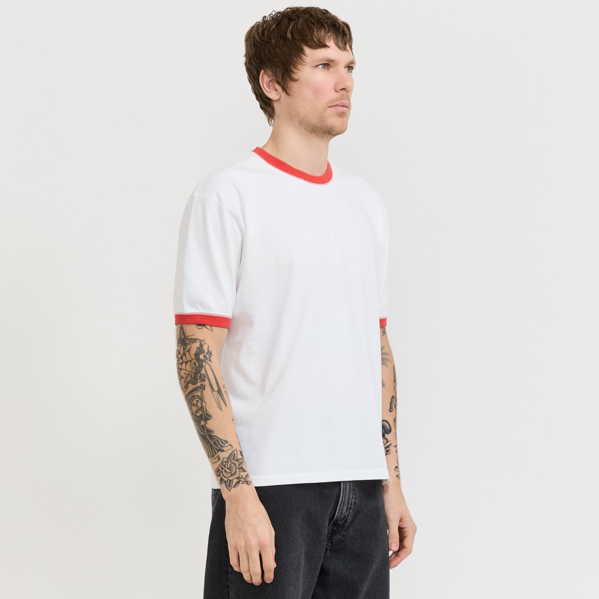 Accent Ringer Tee White/Orange