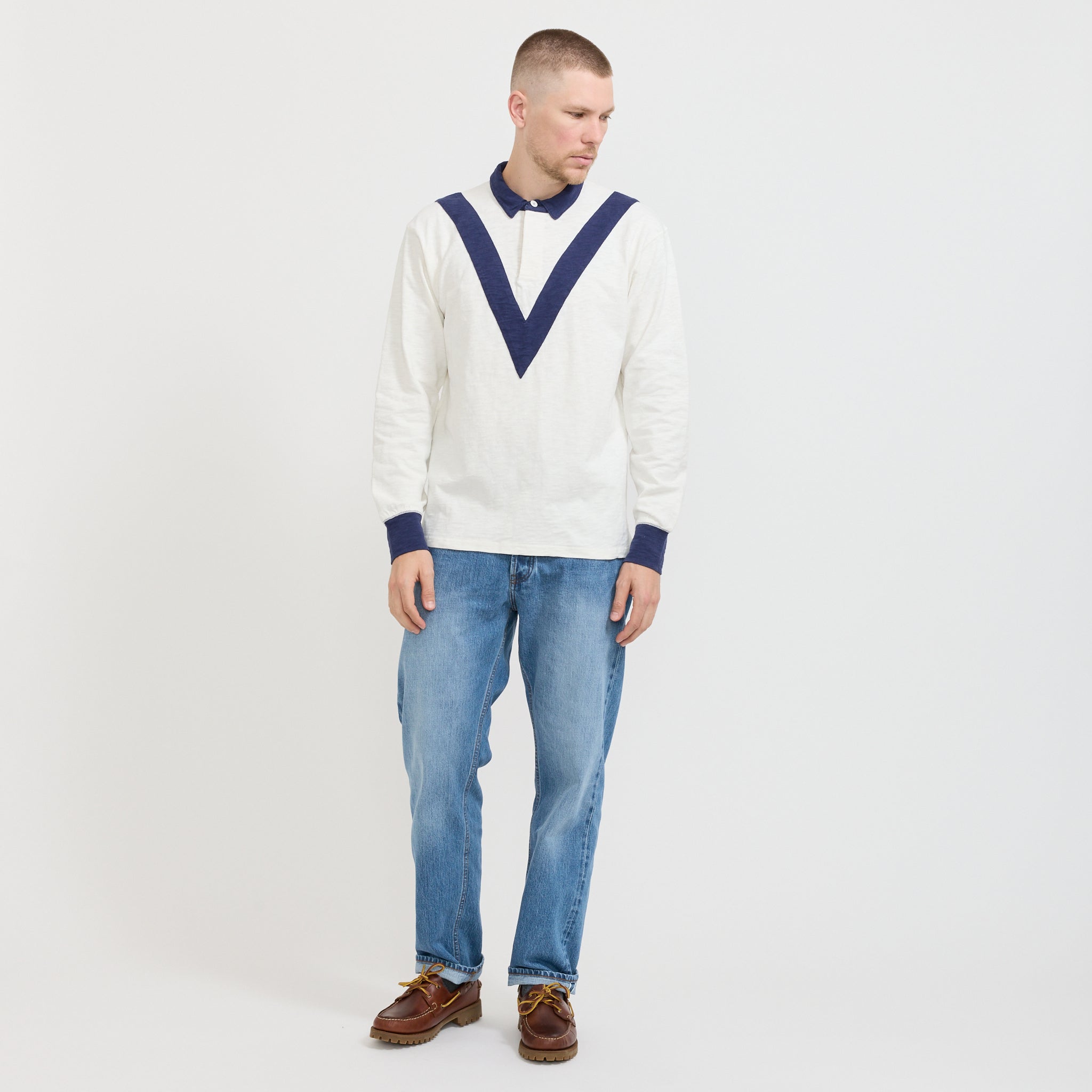 Chevron Flame Rugby Ecru/Navy