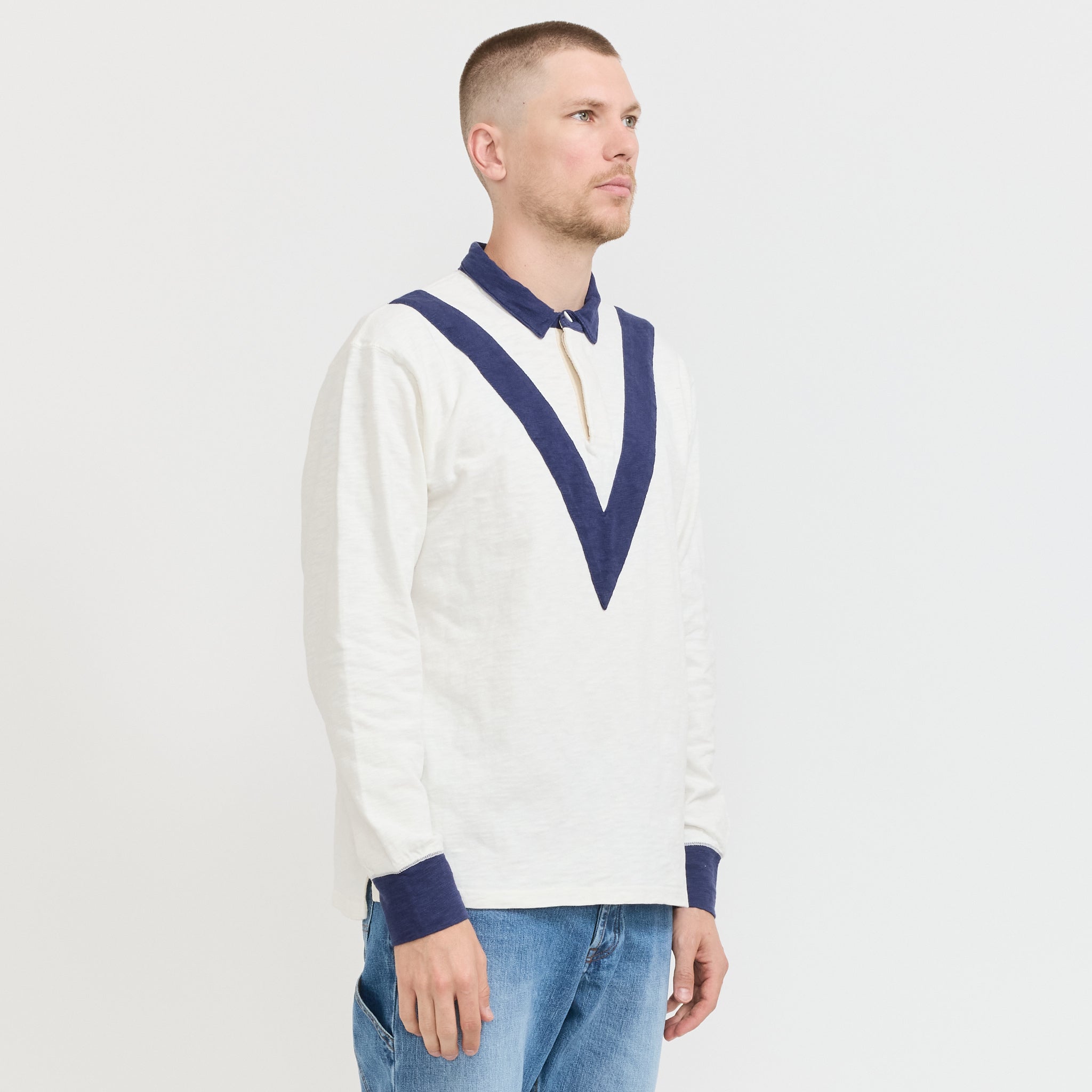 Chevron Flame Rugby Ecru/Navy