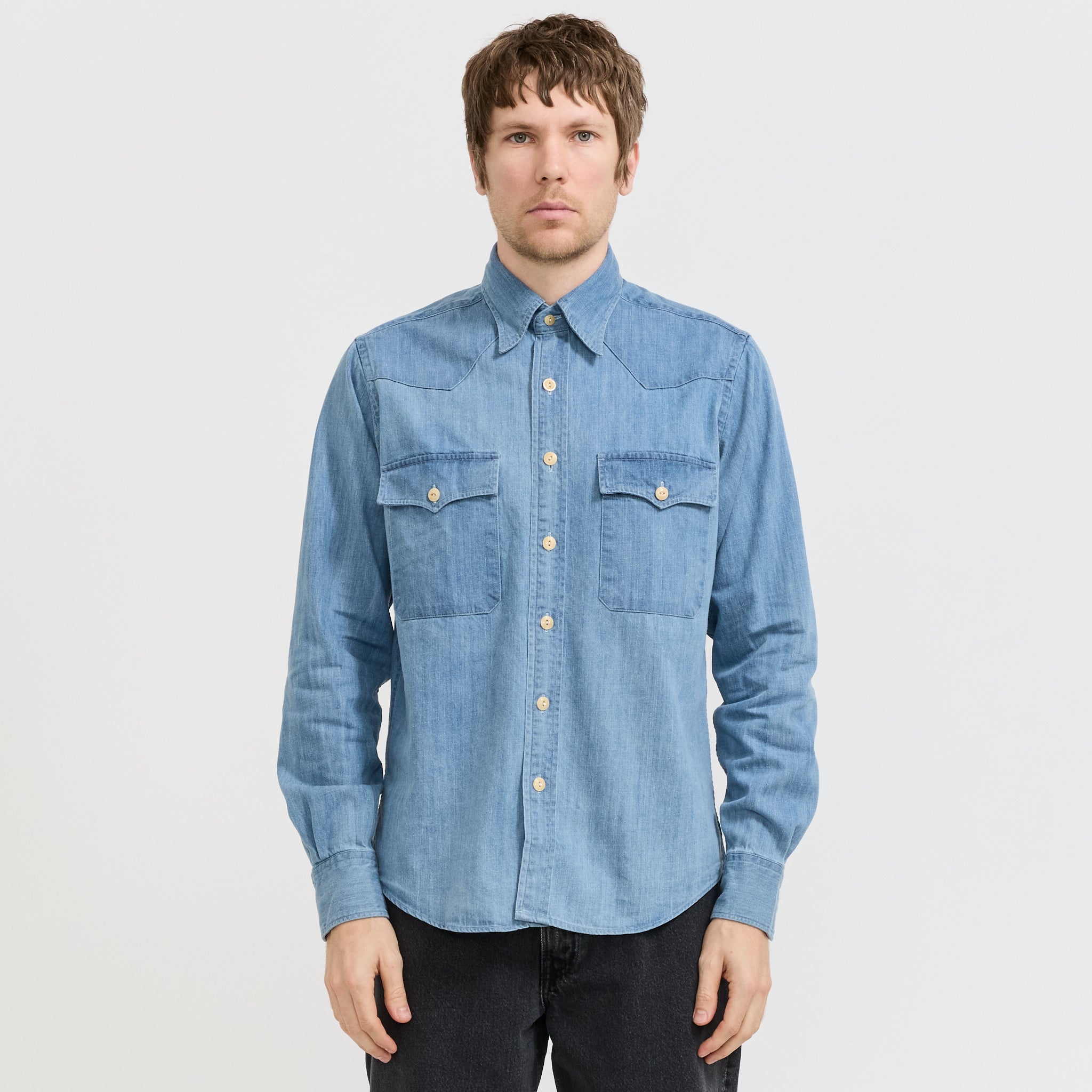 Denim Western Shirt Bleach Wash