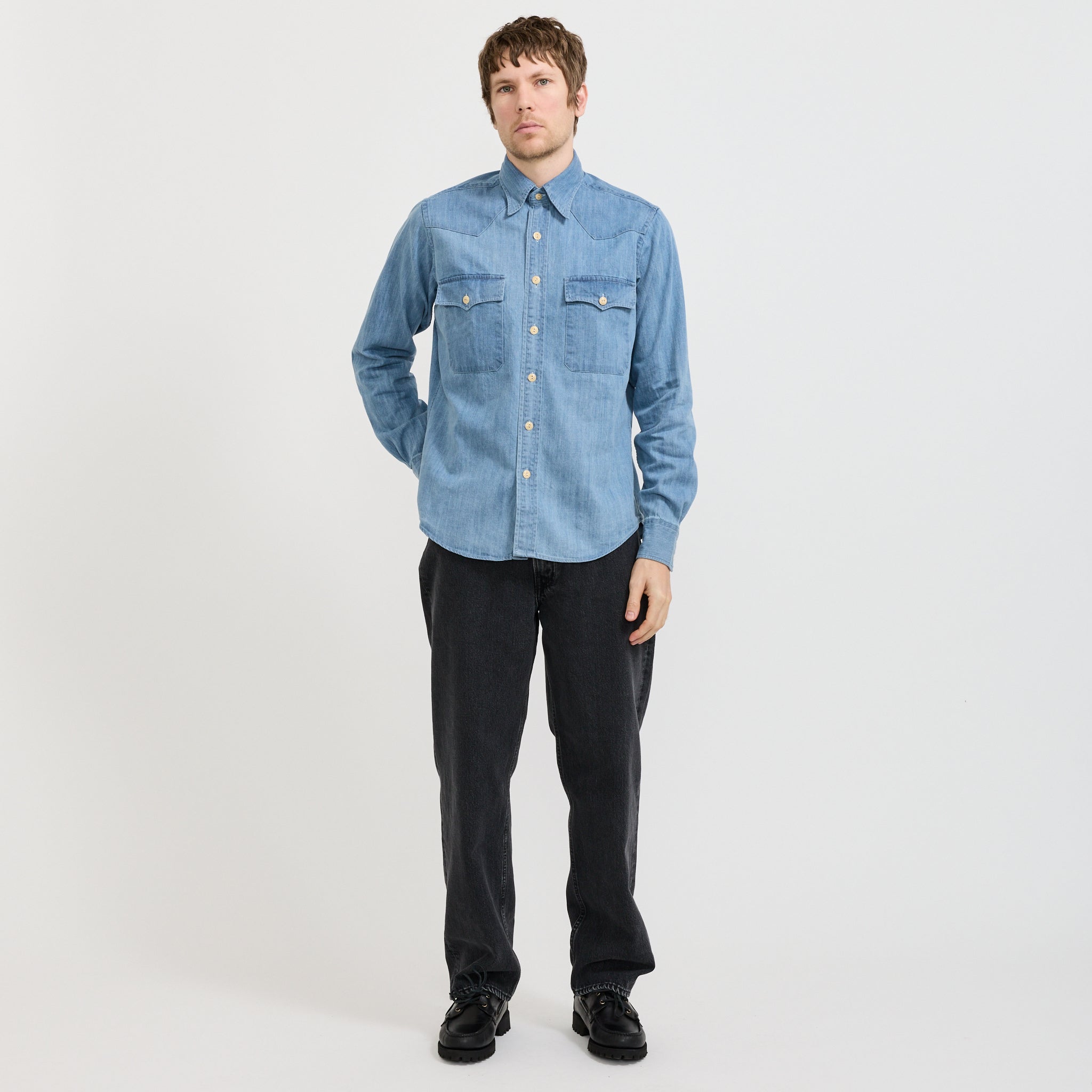 Denim Western Shirt Bleach Wash