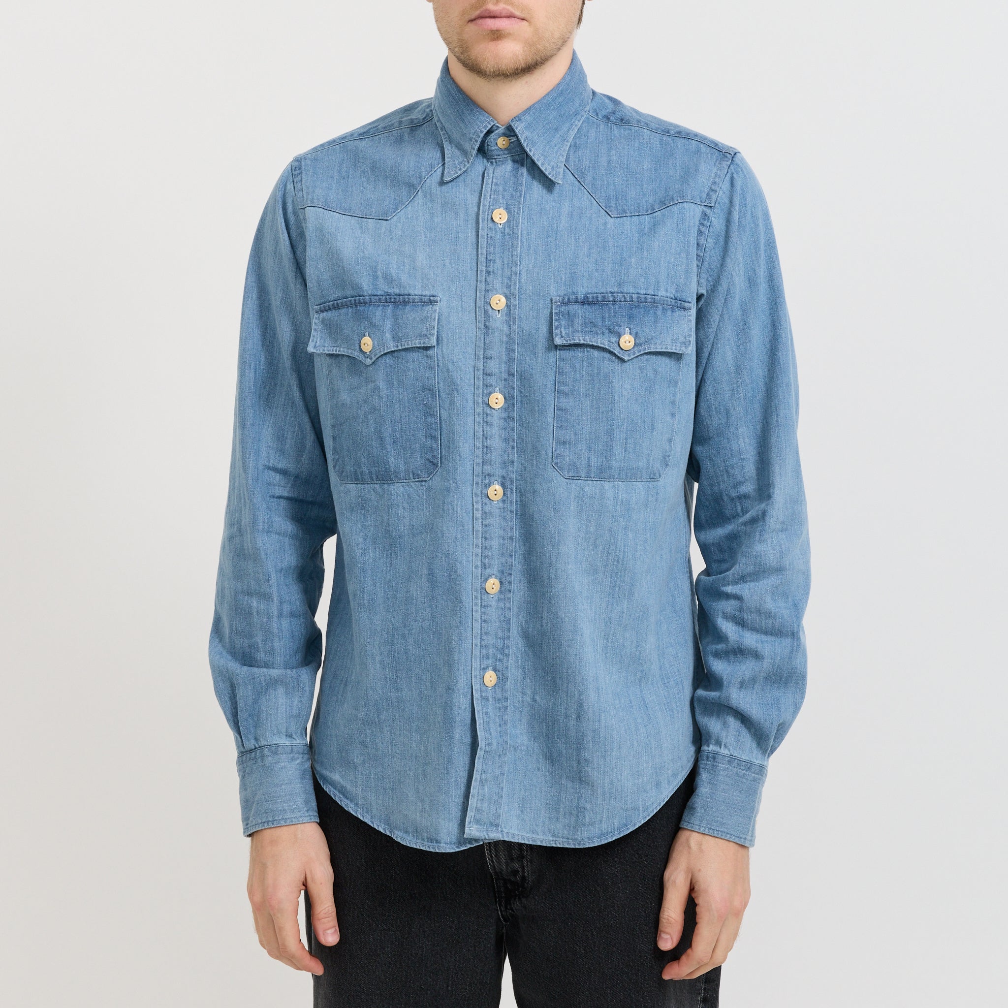 Denim Western Shirt Bleach Wash
