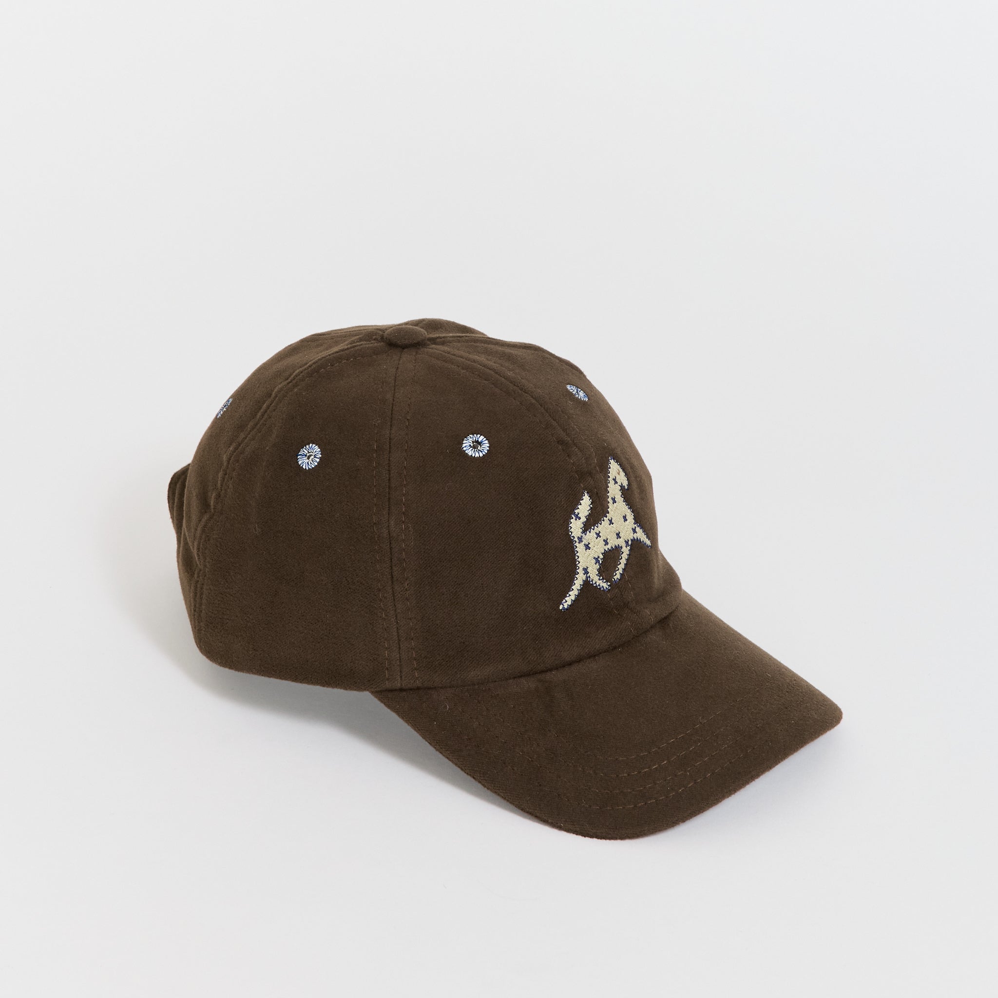 Horse Applique Moleskin Baseball Cap Brown