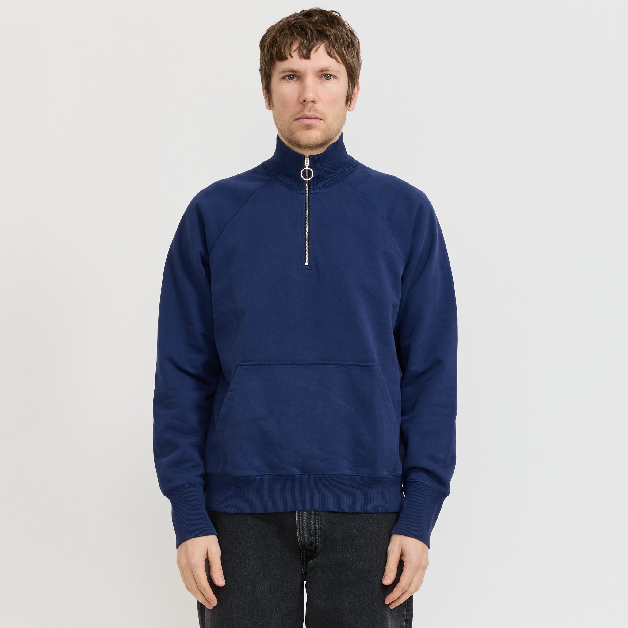 L/S Cotton Quarter Zip Sweatshirt Light Navy