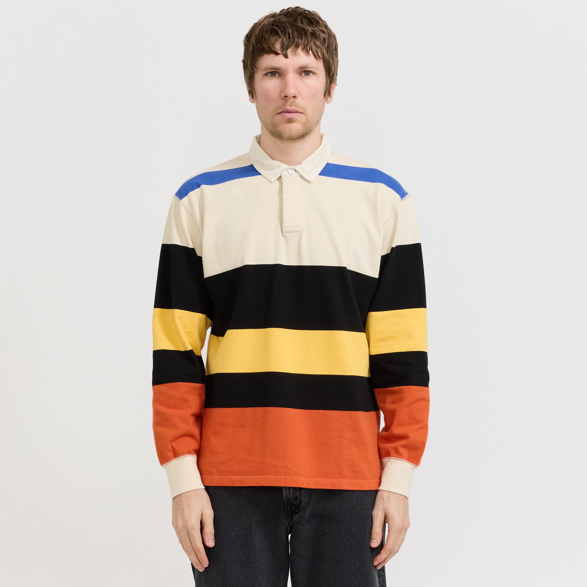 Multi Stripe Rugby Ecru/Black/Orange