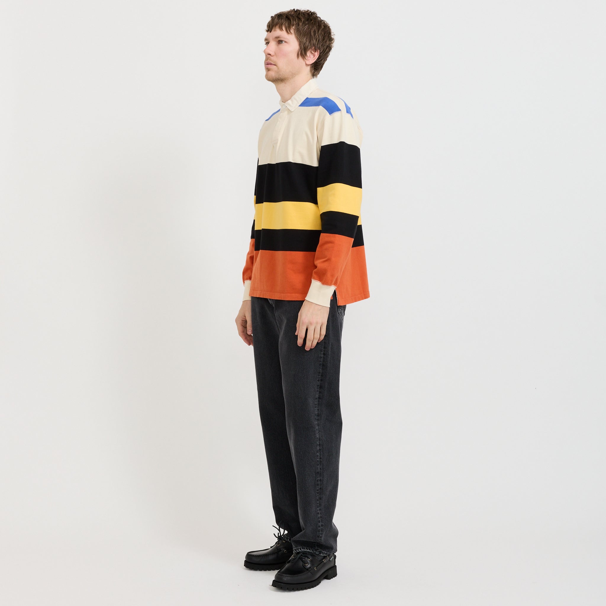 Multi Stripe Rugby Ecru/Black/Orange