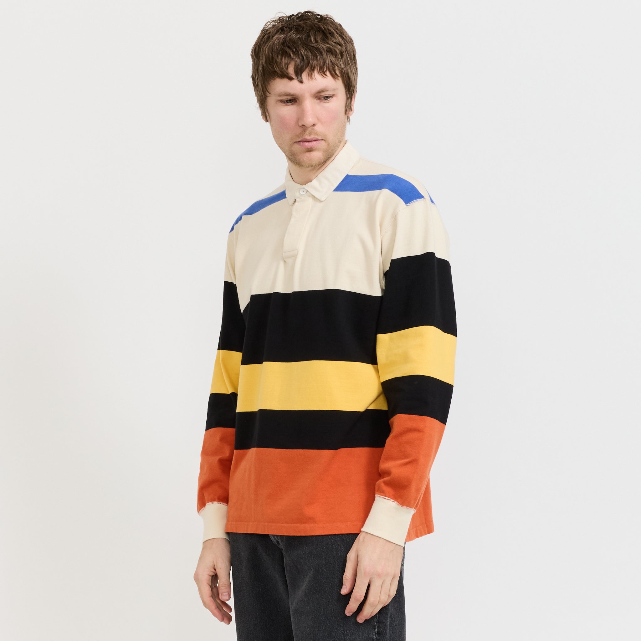 Multi Stripe Rugby Ecru/Black/Orange