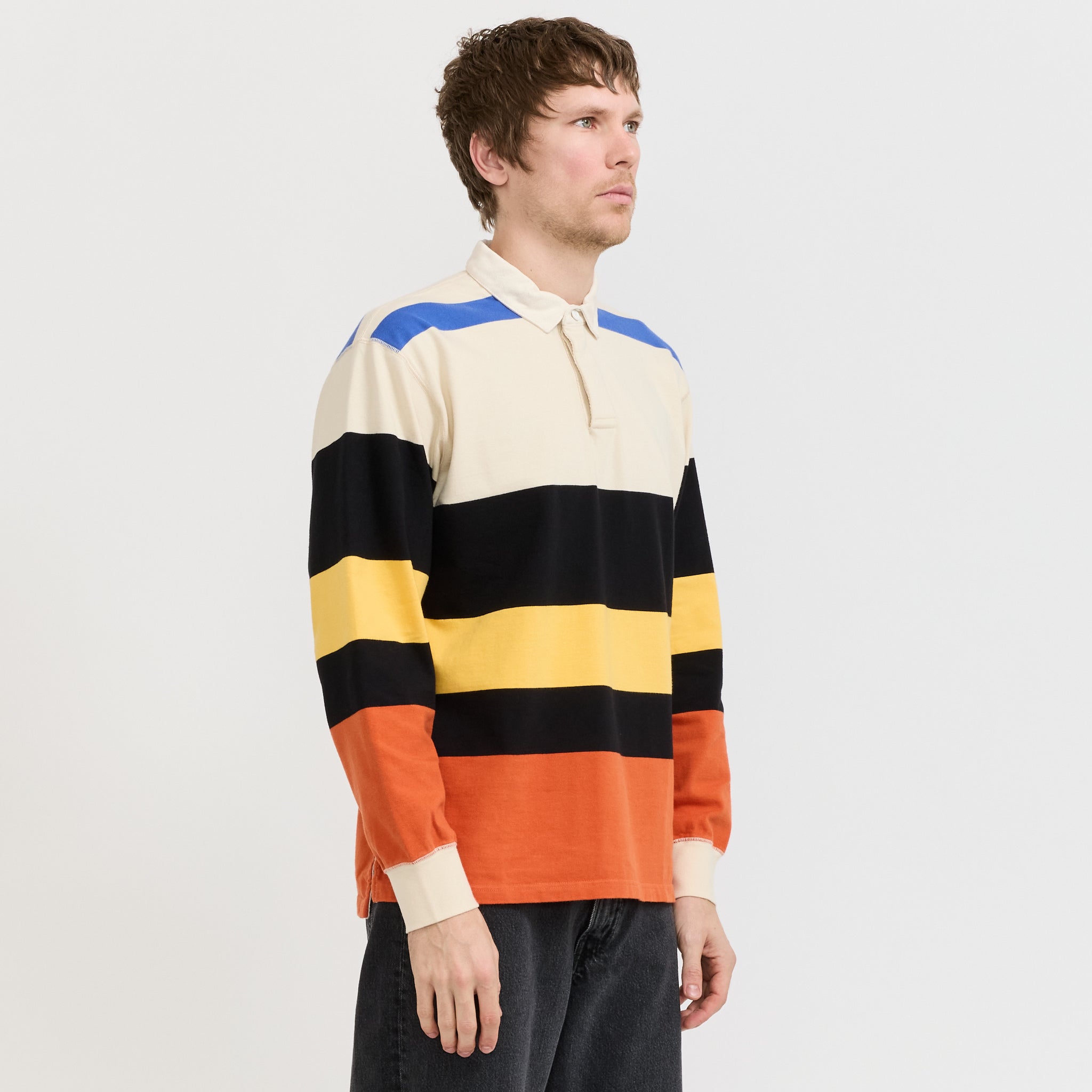 Multi Stripe Rugby Ecru/Black/Orange