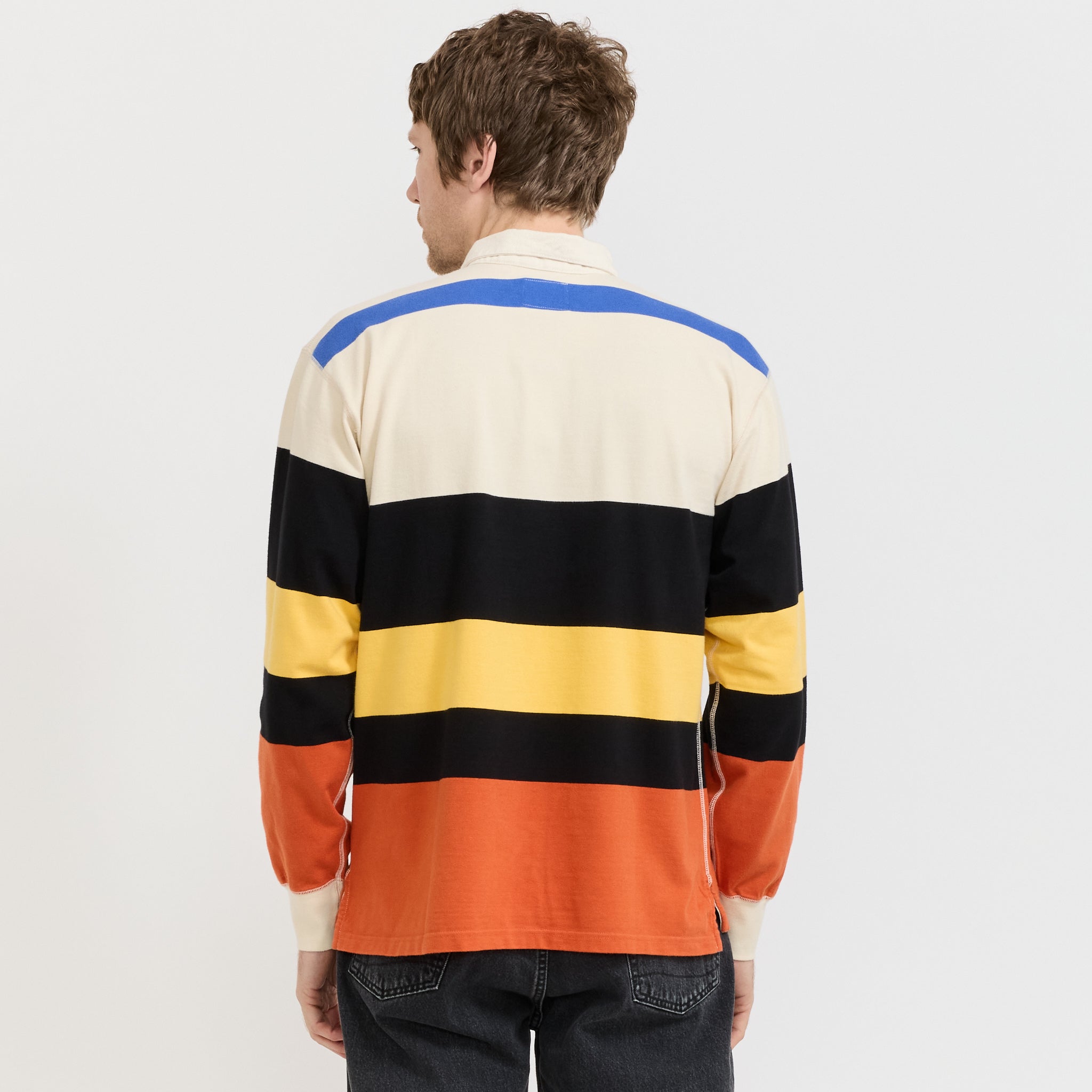 Multi Stripe Rugby Ecru/Black/Orange
