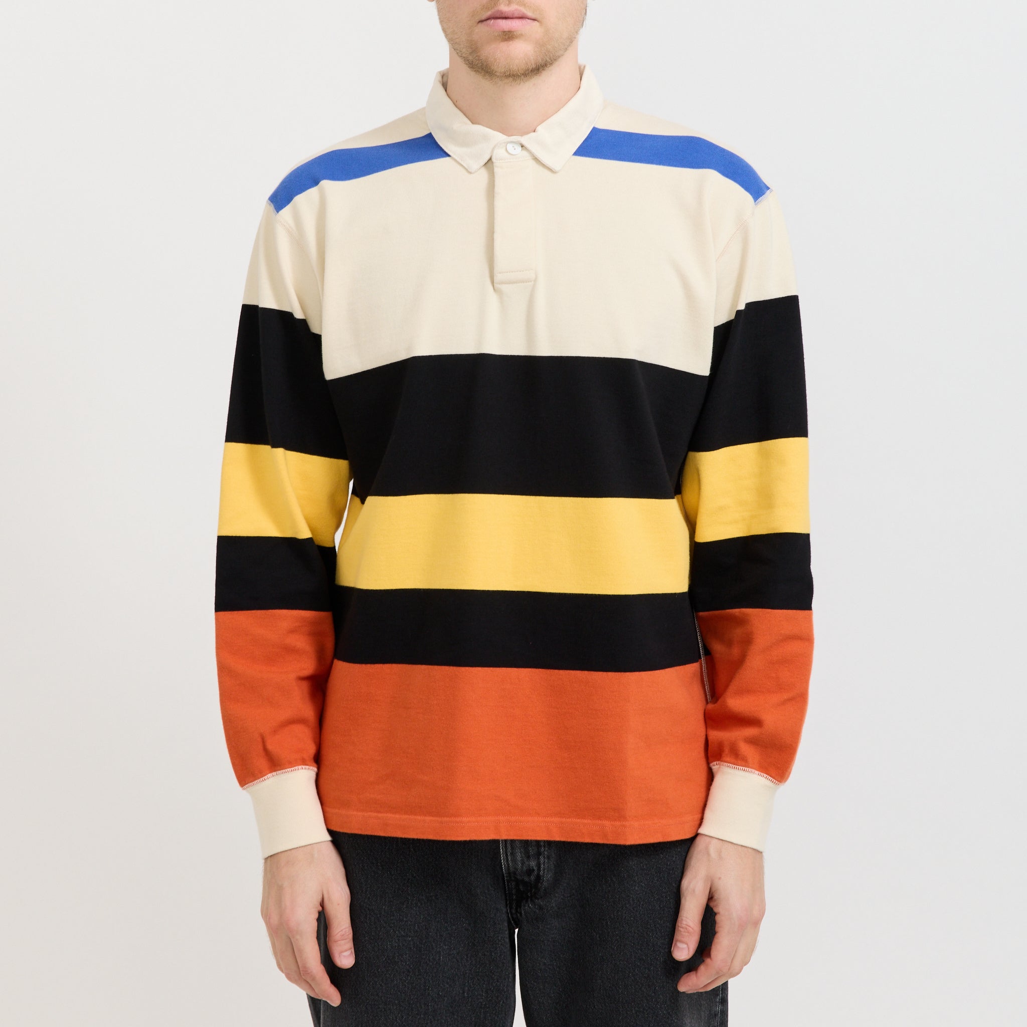 Multi Stripe Rugby Ecru/Black/Orange