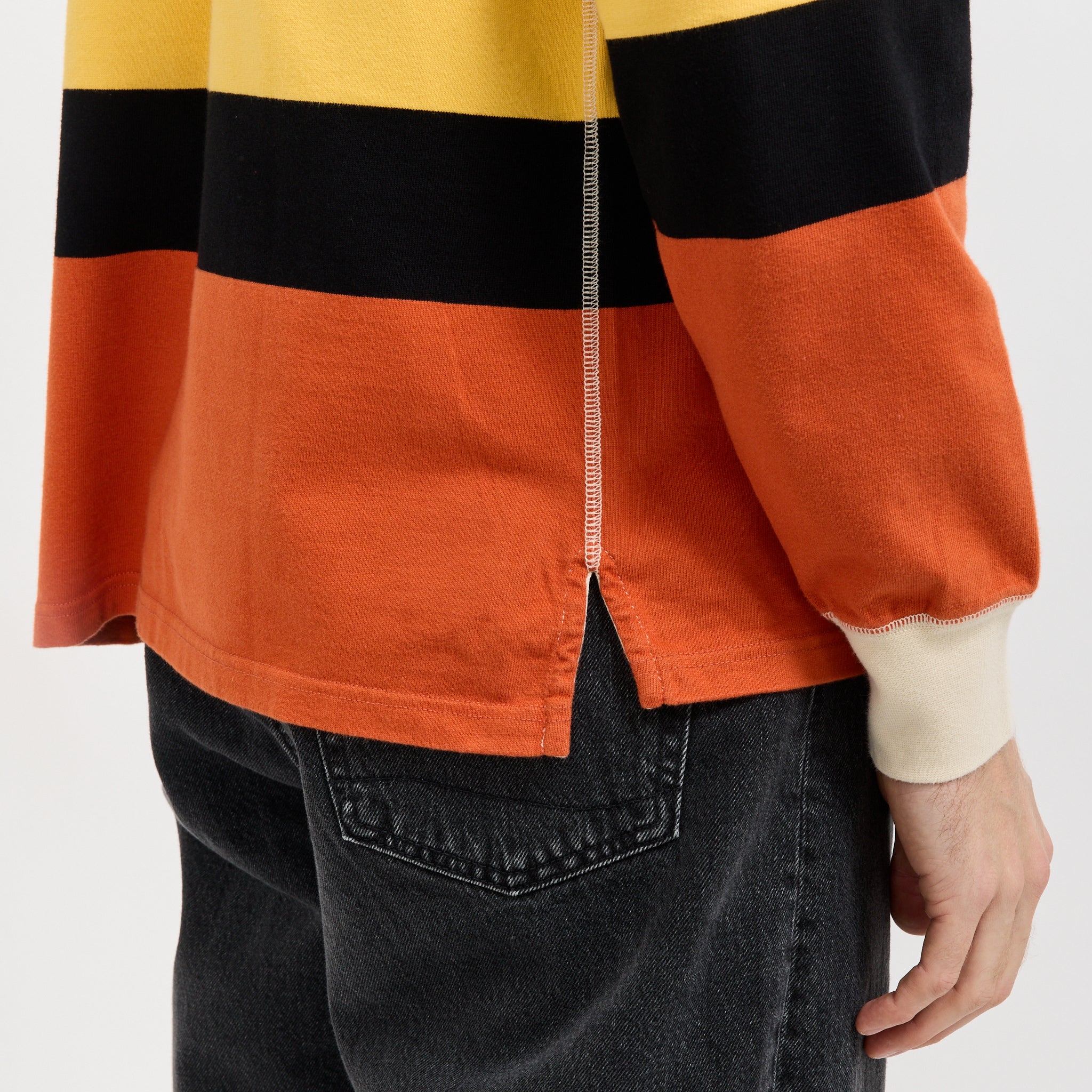 Multi Stripe Rugby Ecru/Black/Orange