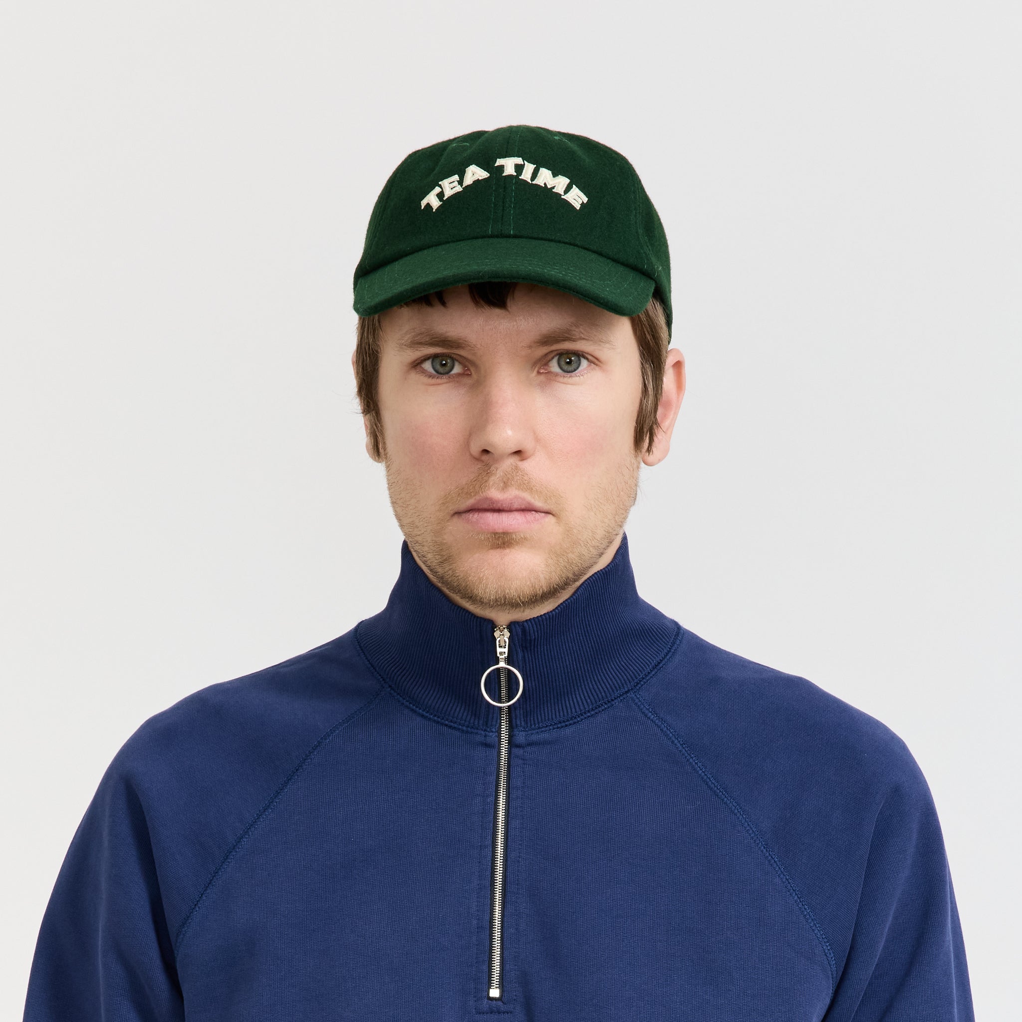 Tea Time Wool Baseball Cap Forest Green