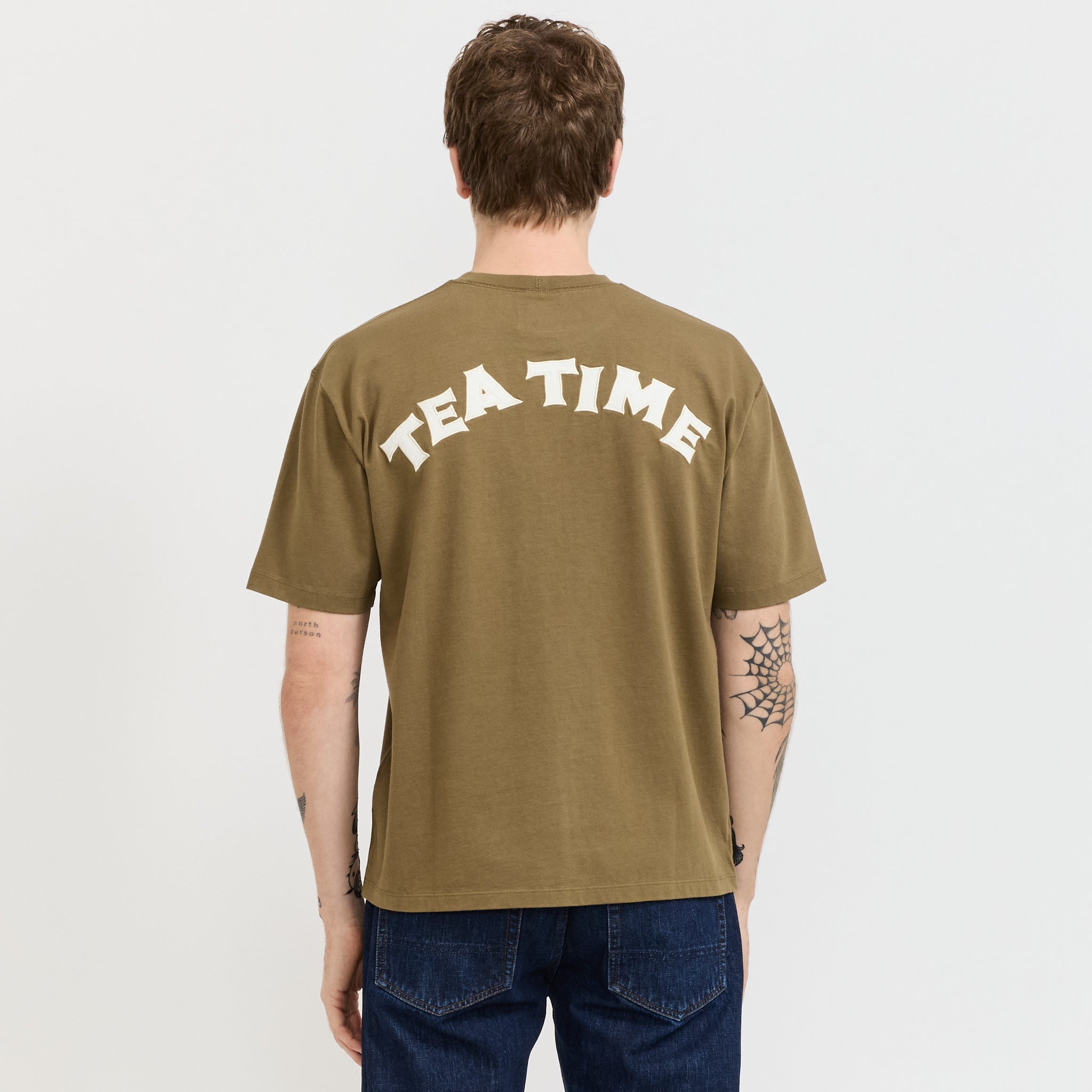 Tea Time Back Print Hiking Tee Green