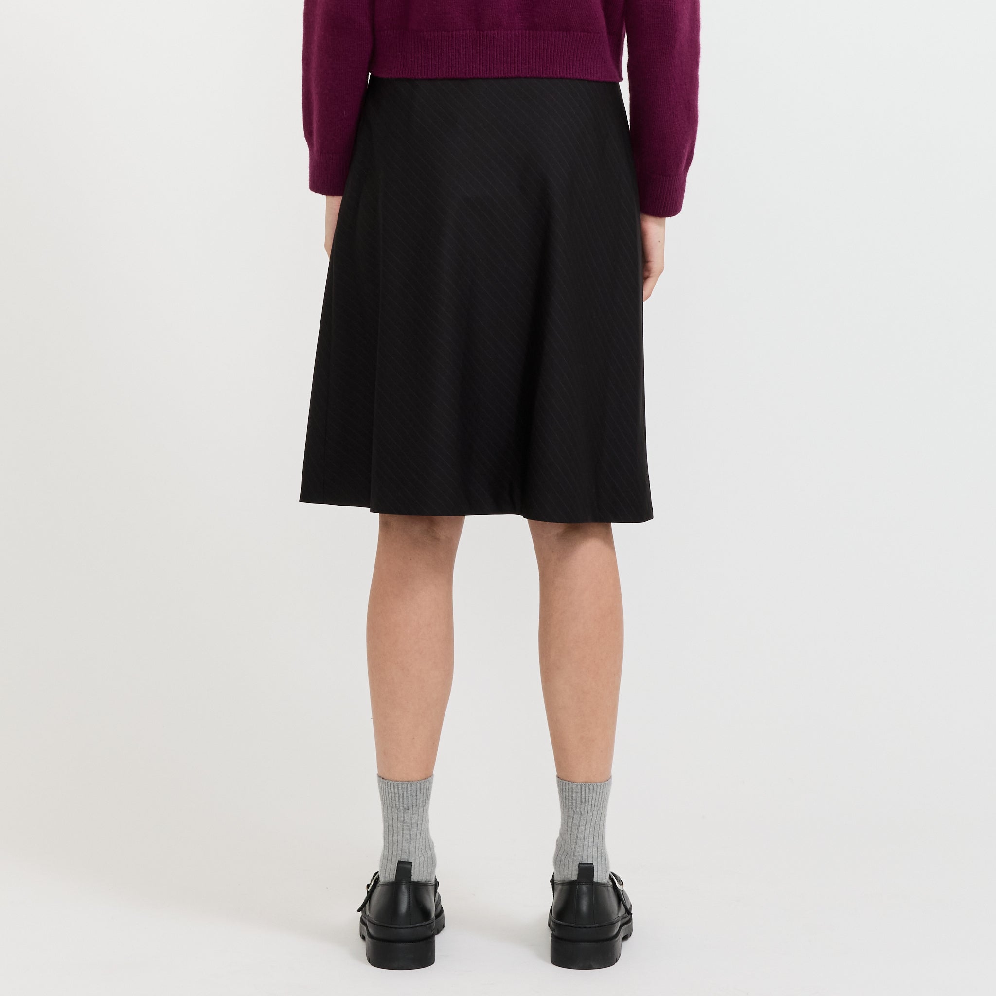 Bias Midi Striped Skirt Black Stripe