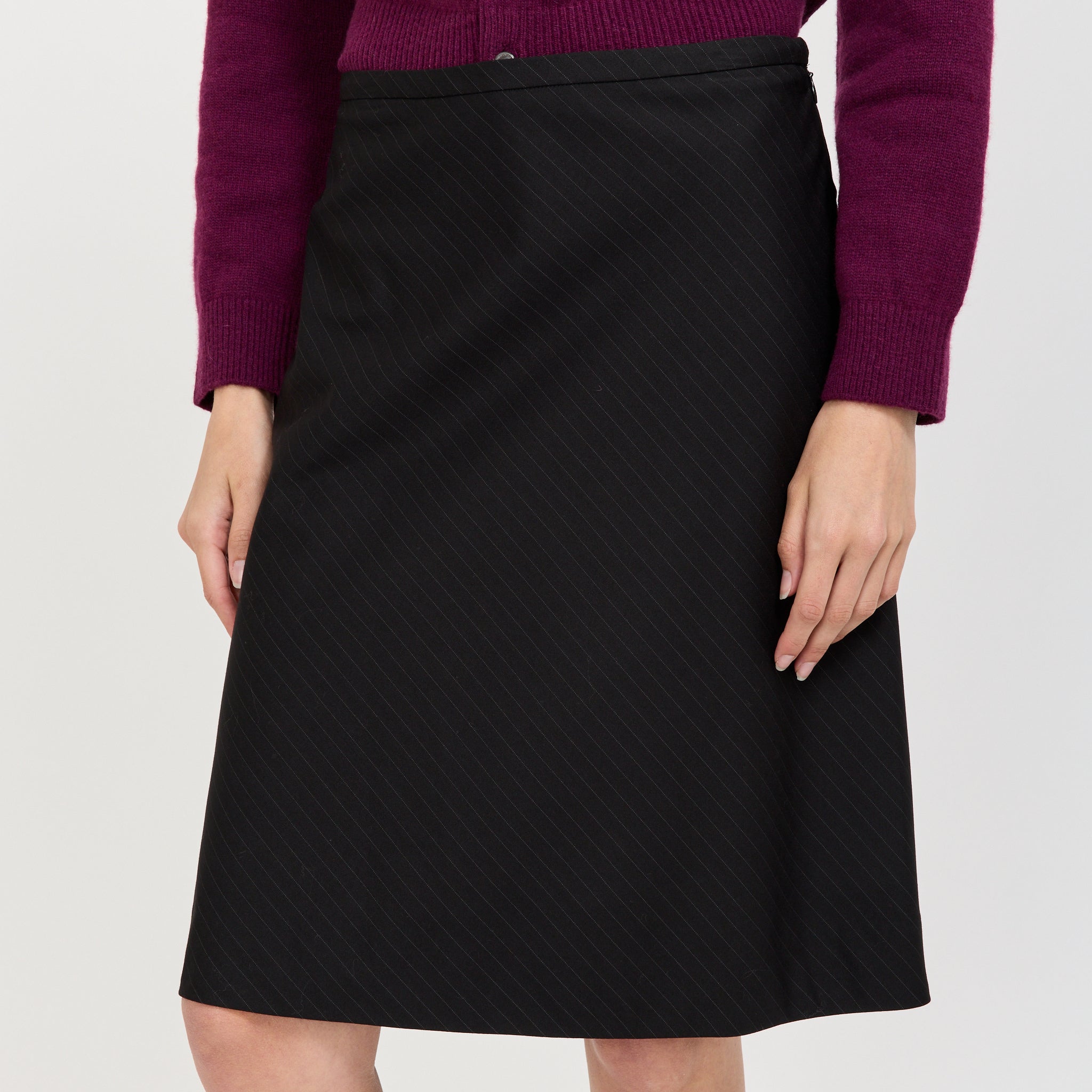 Bias Midi Striped Skirt Black Stripe