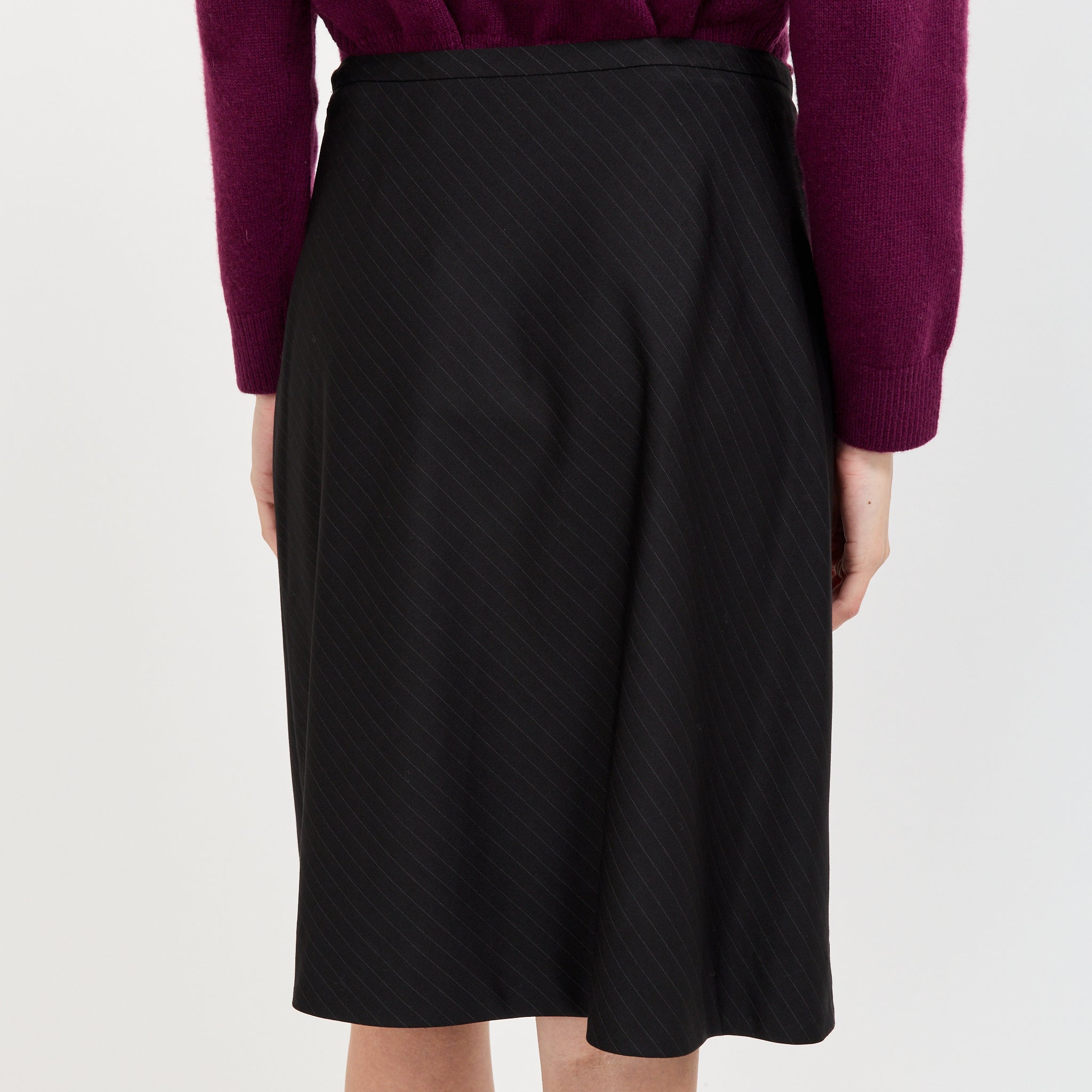 Bias Midi Striped Skirt Black Stripe