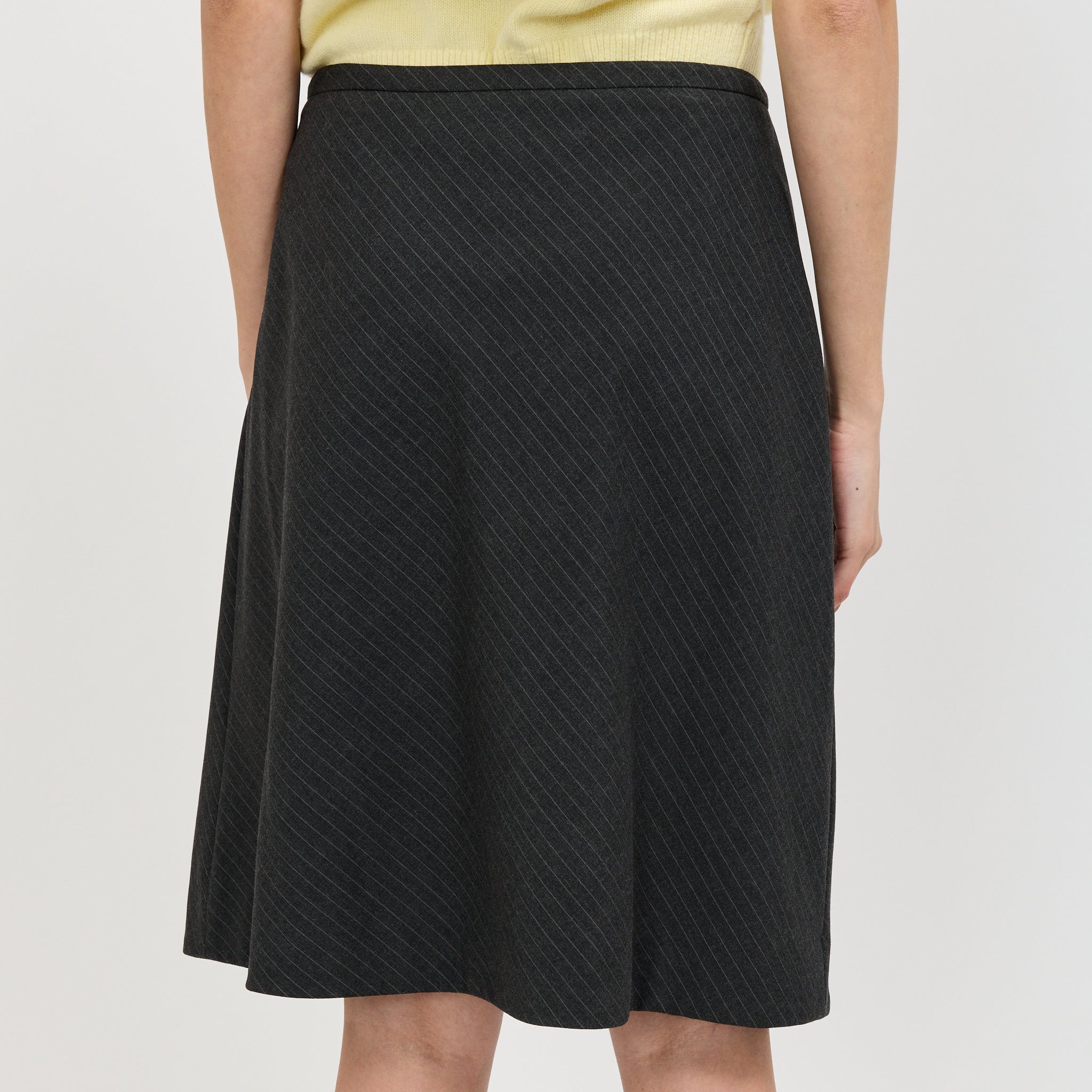 Bias Midi Striped Skirt Charcoal Grey Stripe