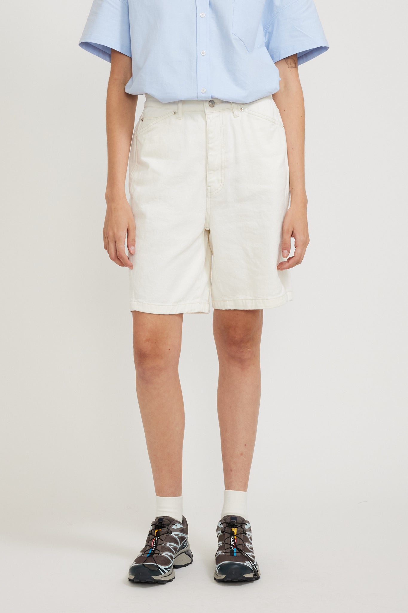 Dunst | Wide Carpenter Denim Shorts Off White | Maplestore