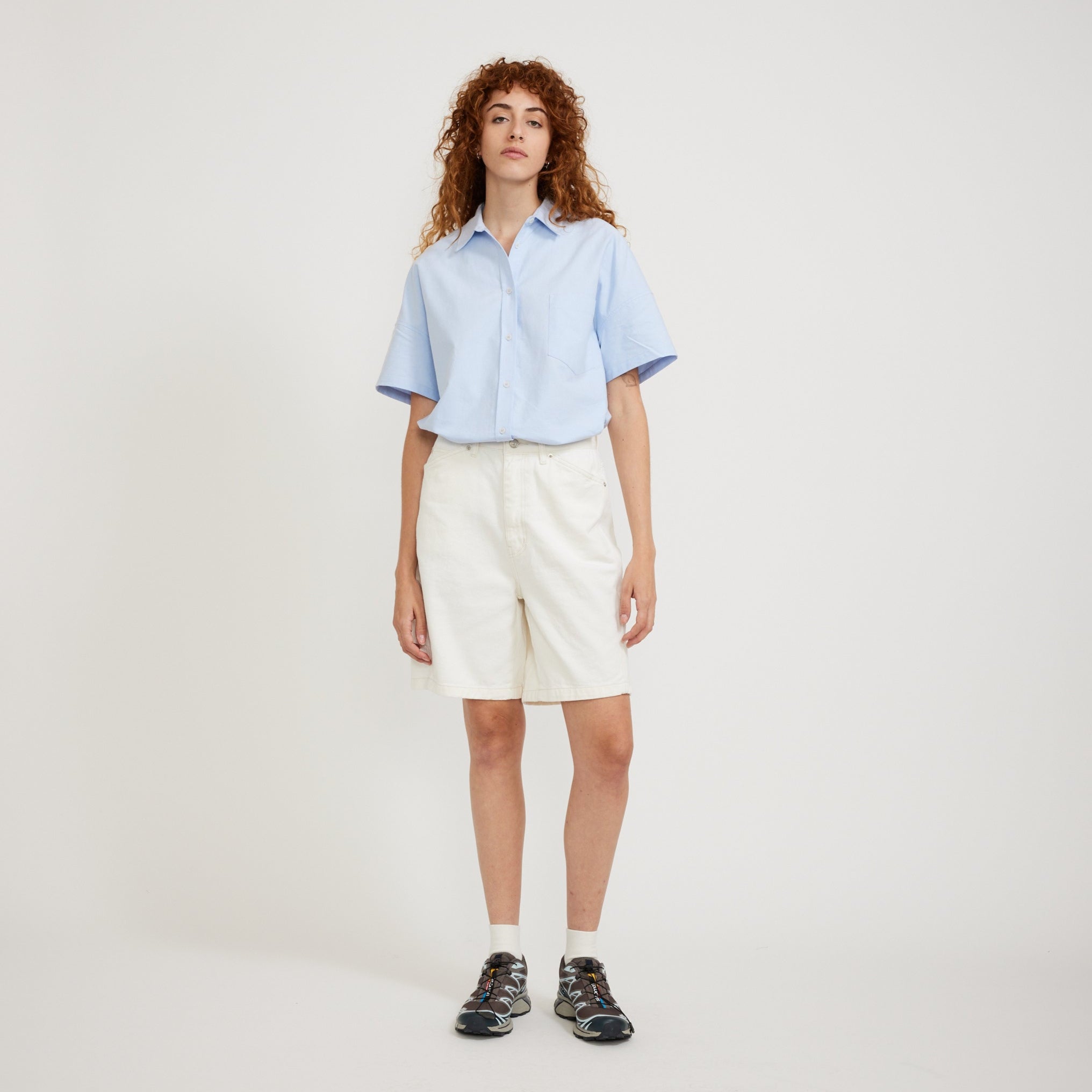 Wide Carpenter Denim Shorts Off White