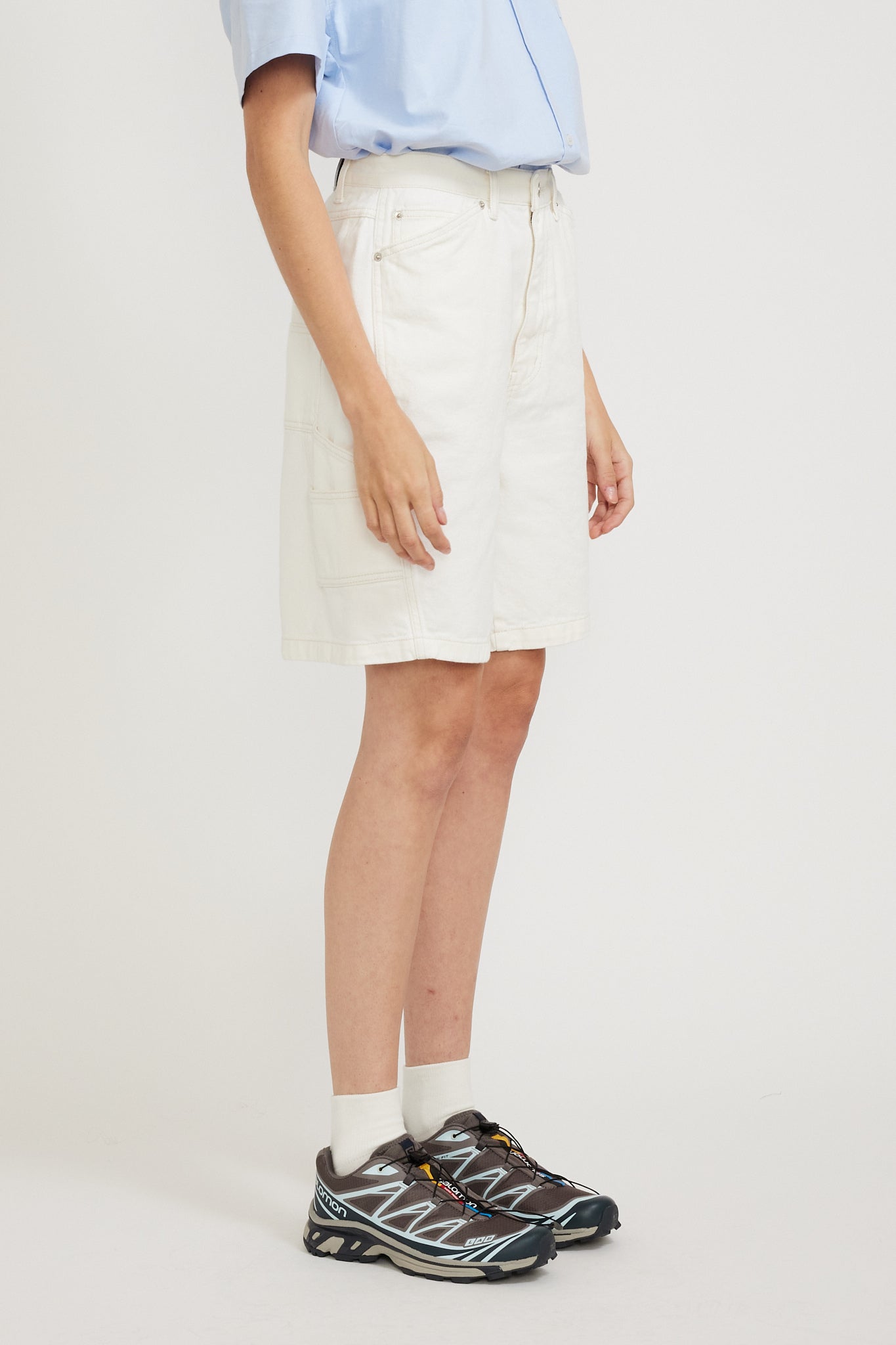 Dunst | Wide Carpenter Denim Shorts Off White | Maplestore