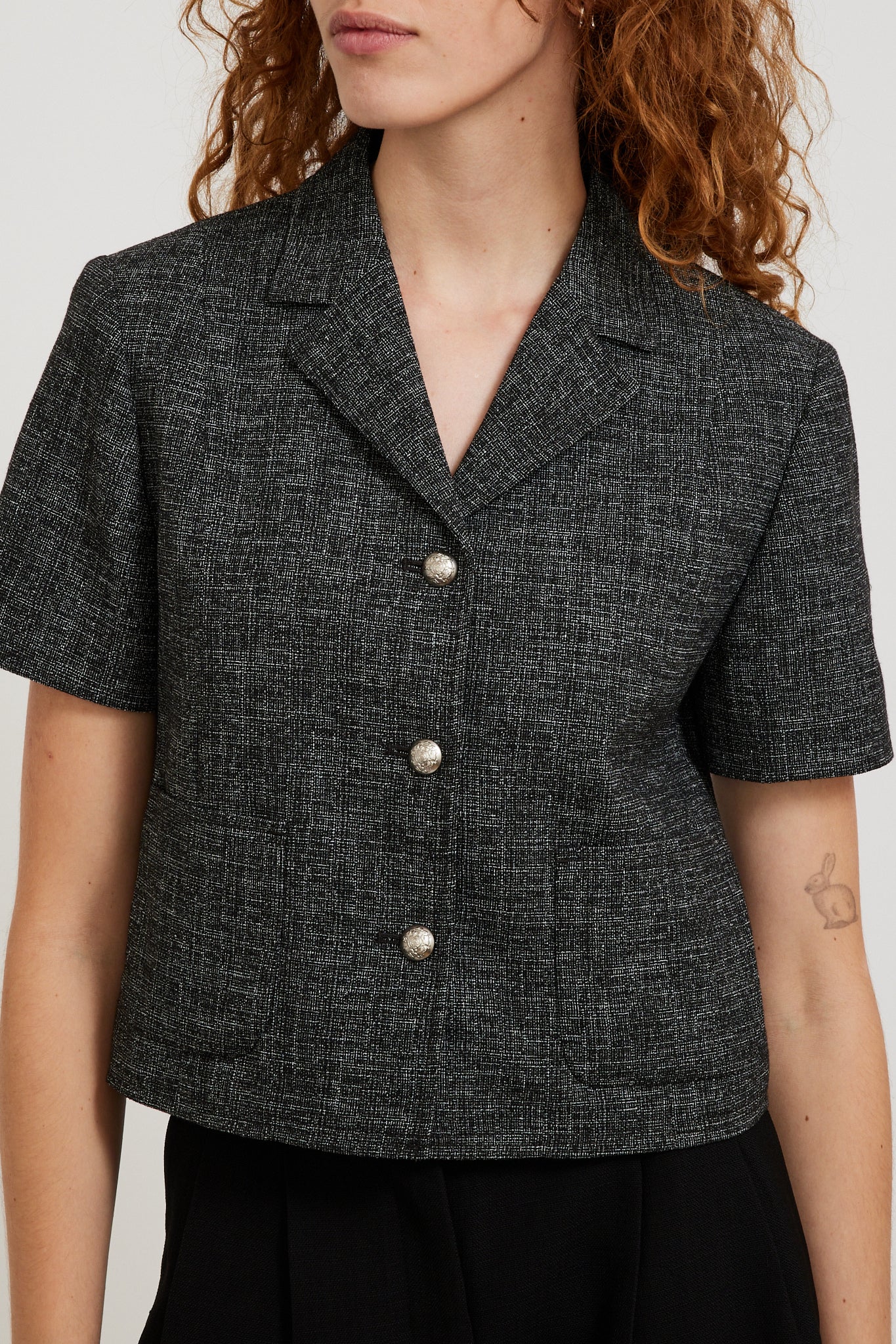 Dunst | Collared Tweed Jacket Black Mix | Maplestore