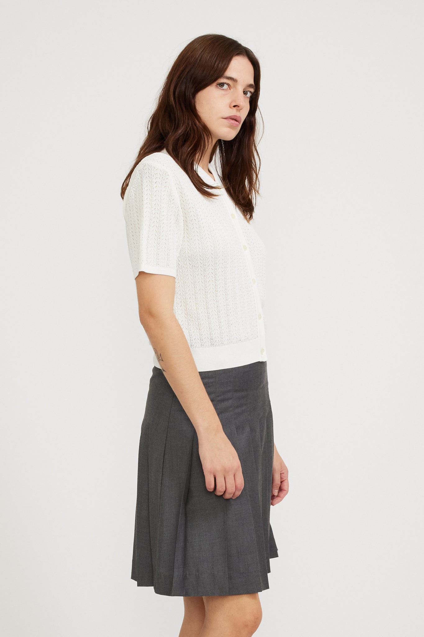 Dunst | Open Collar Crochet Knit White | Maplestore