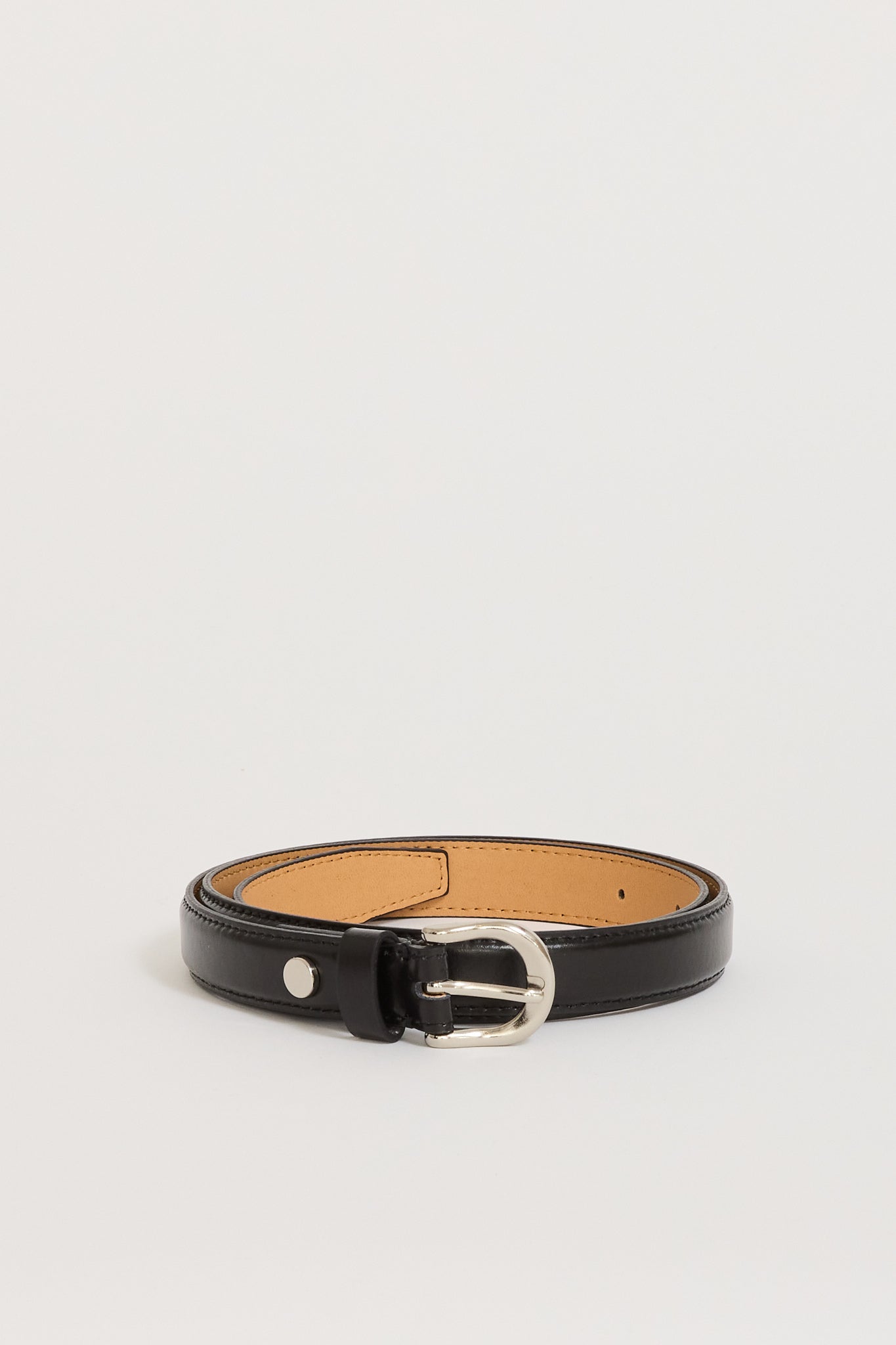 Dunst | D-Buckle Slim Leather Belt Black | Maplestore