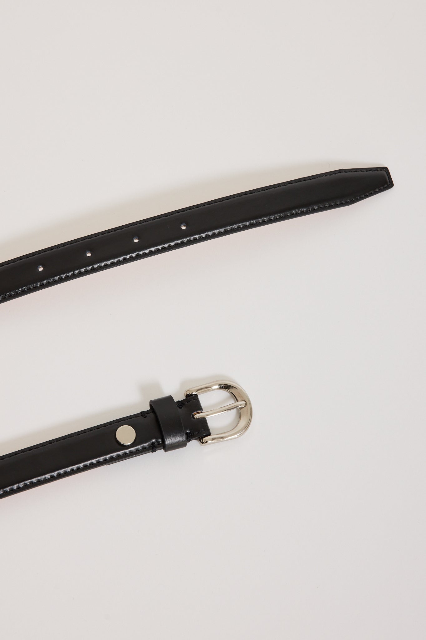 Dunst | D-Buckle Slim Leather Belt Black | Maplestore