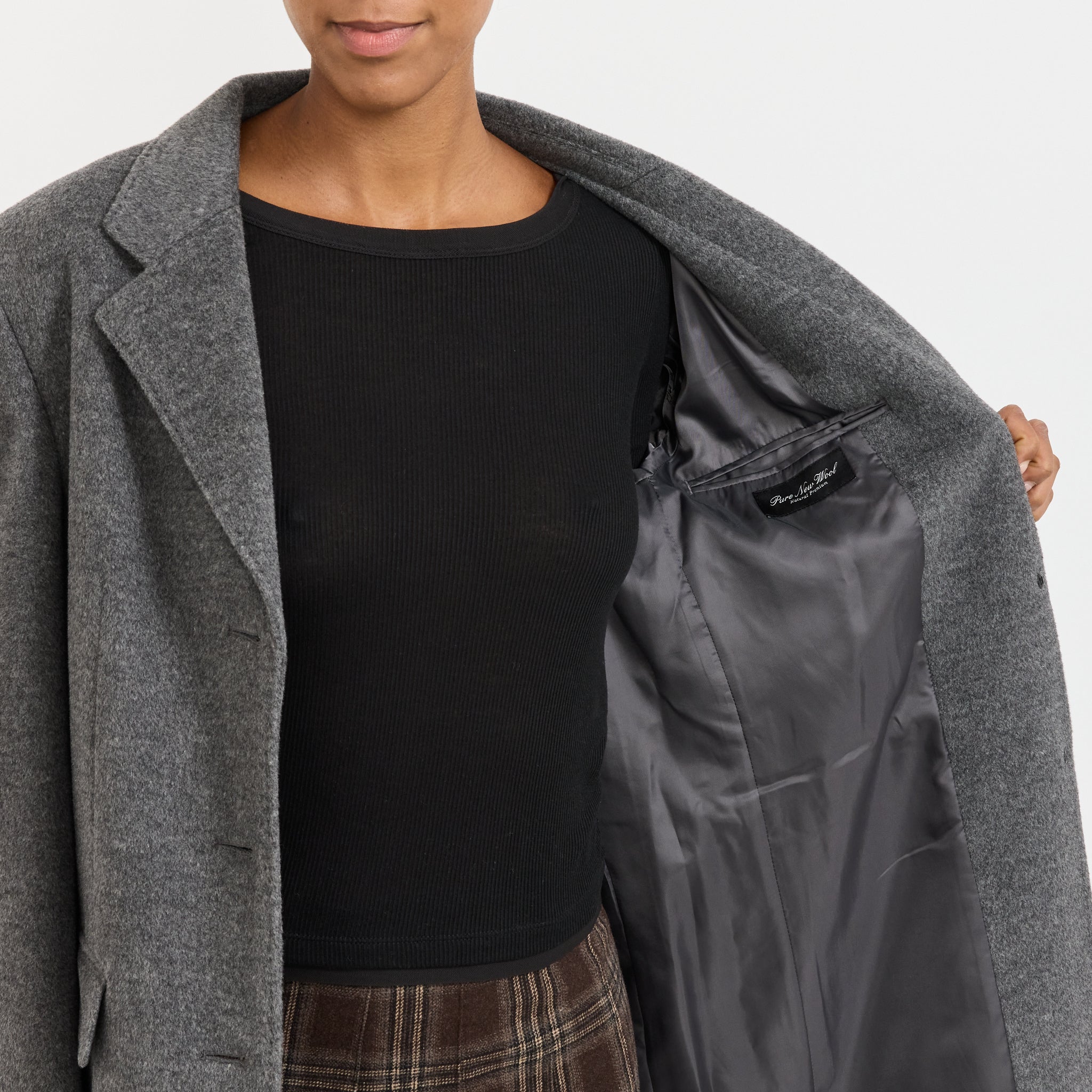Essential Cashmere Singlet Coat Melange Grey